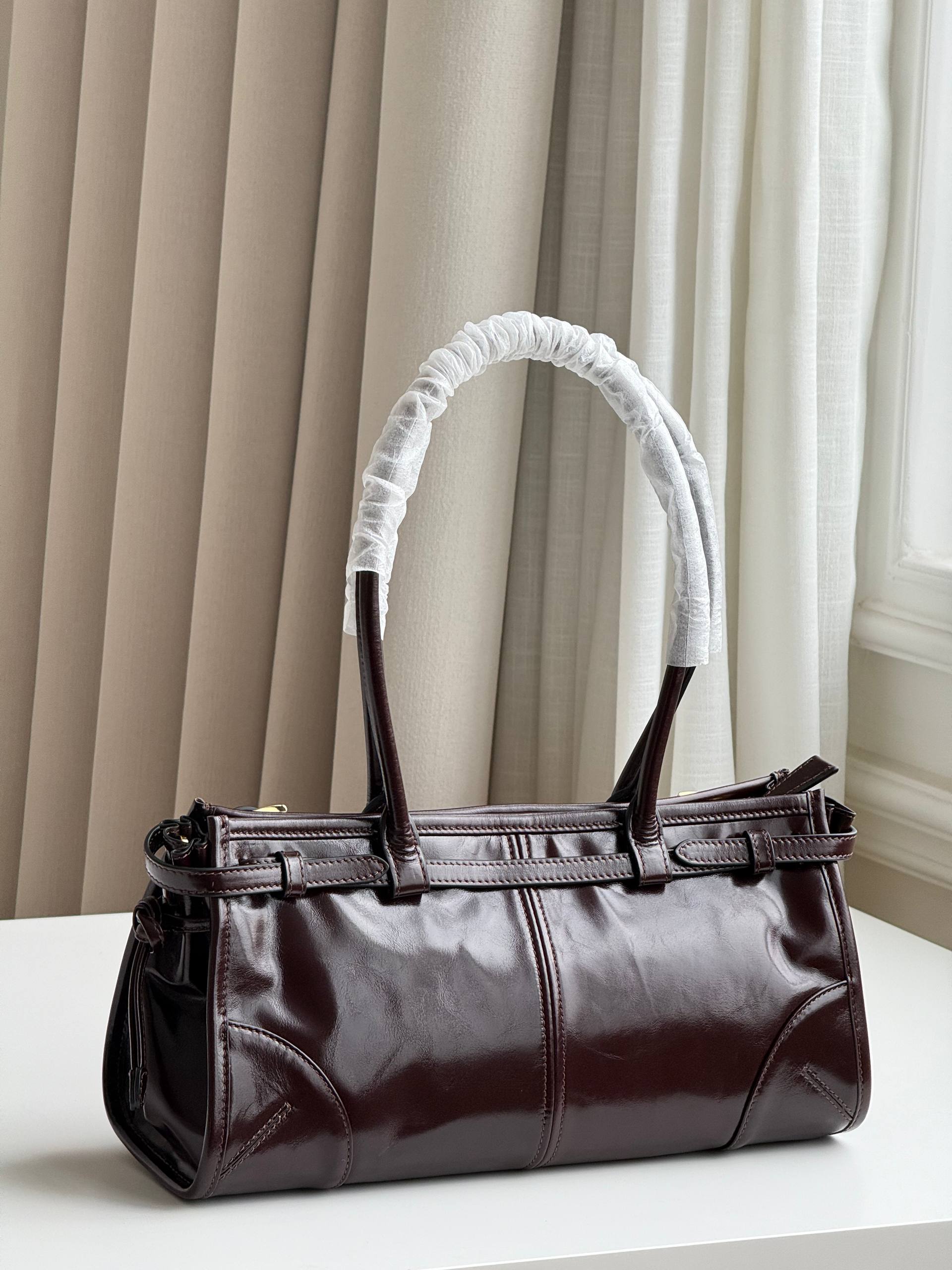 Prada Bonnie Dark Brown Antiqued Leather Tote