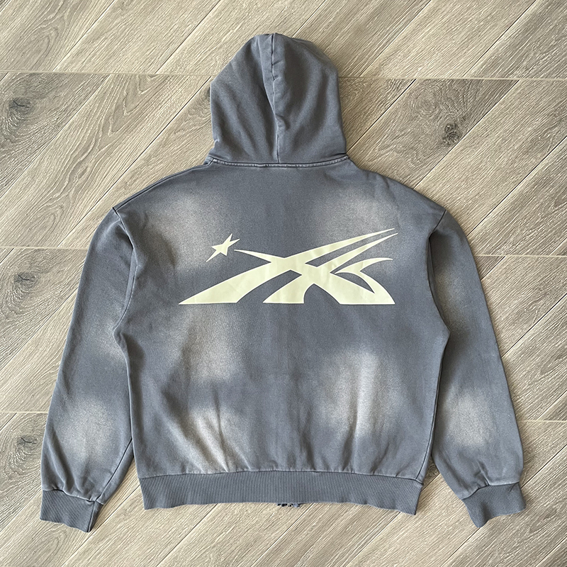 Hellstar Washed Grey Zipper Hoodie