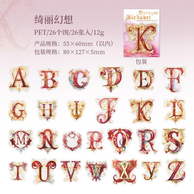 1124 PET Stickers Baroque Letters