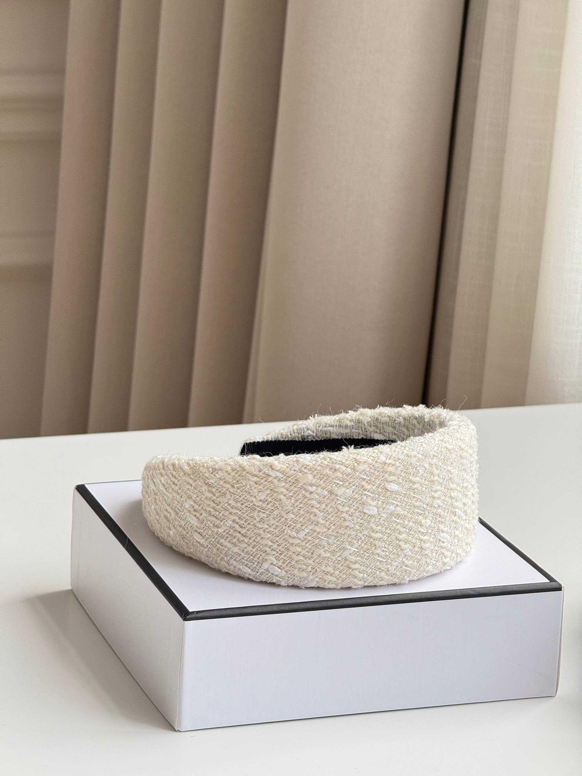 Chanel Interlocking CC Logo Tweed Wide Headband