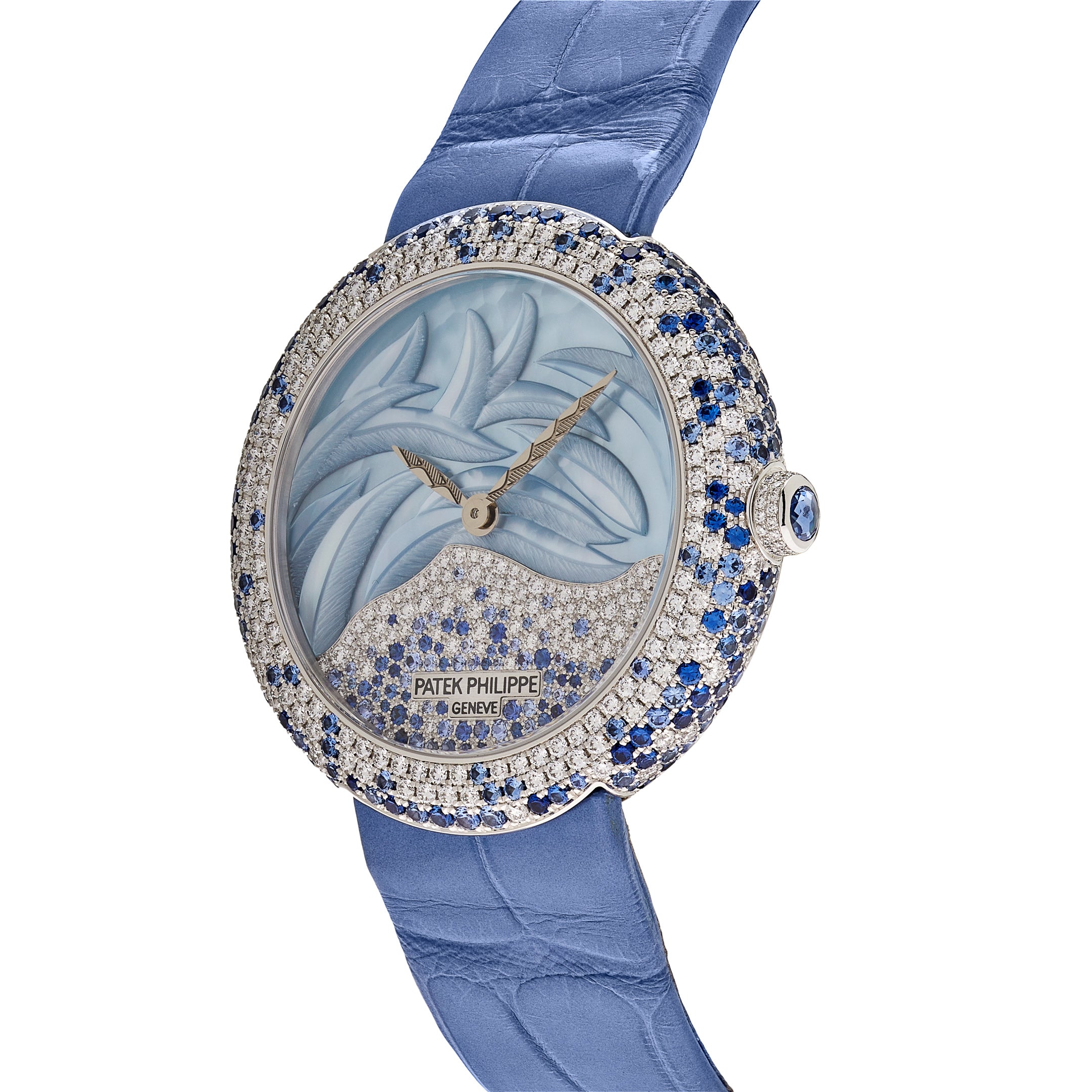 Patek Philippe Calatrava White Gold Mother of Pearl Diamonds and Blue Sapphires 4899/901G-001【1:1 Replica】