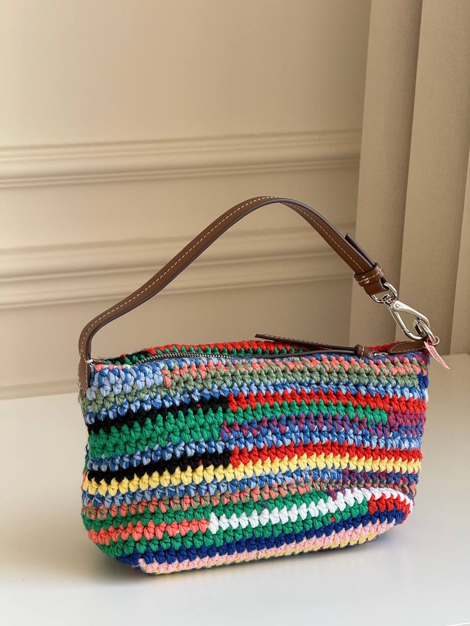Miu Miu Logo Crochet Shoulder Bag