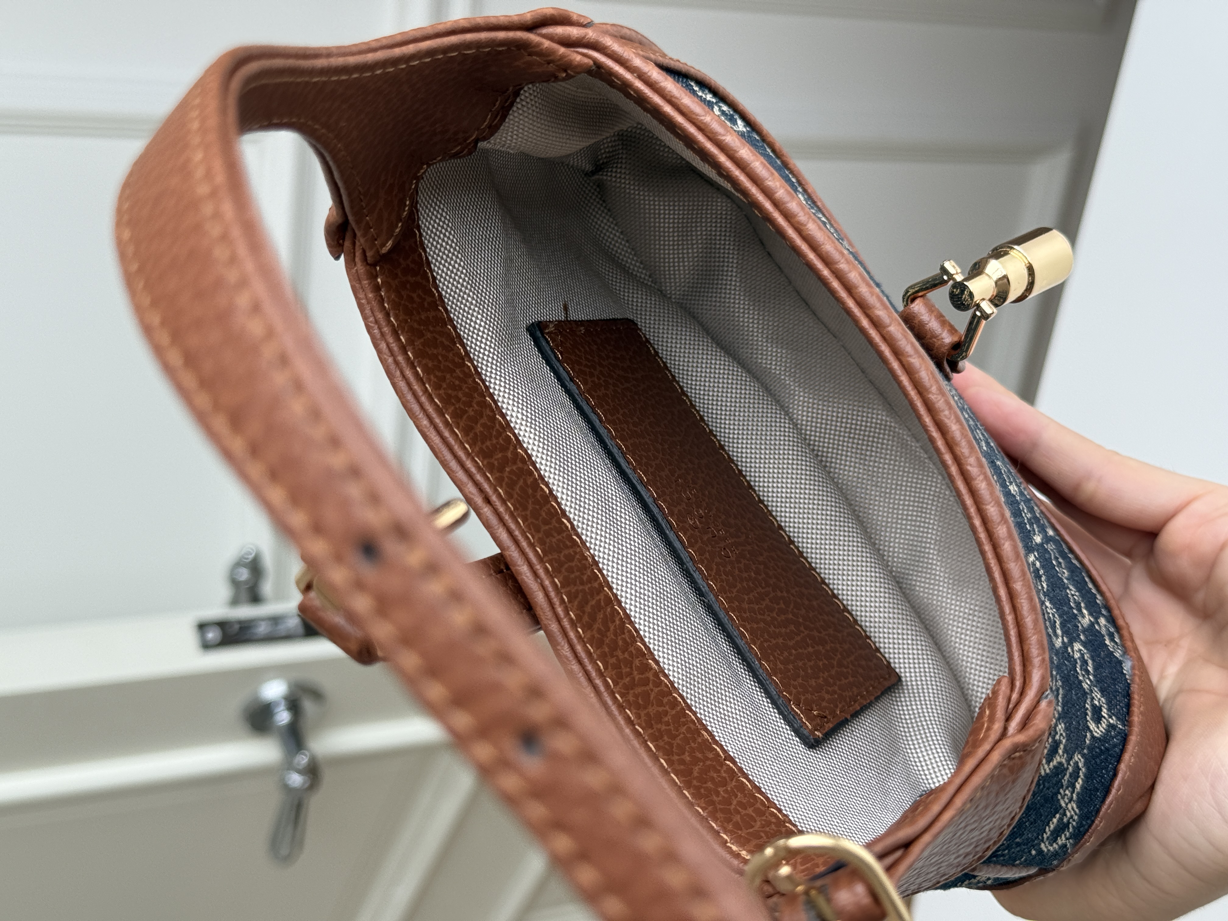 Gucci Mini Jackie Denim GG Monogram Leather Trim Hobo Handbag
