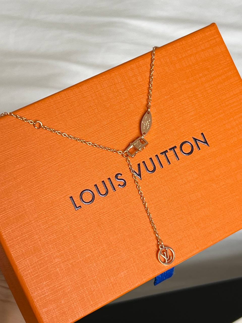 Louis Vuitton Light Blue Enamel Four-Leaf Flower Pendant Necklace