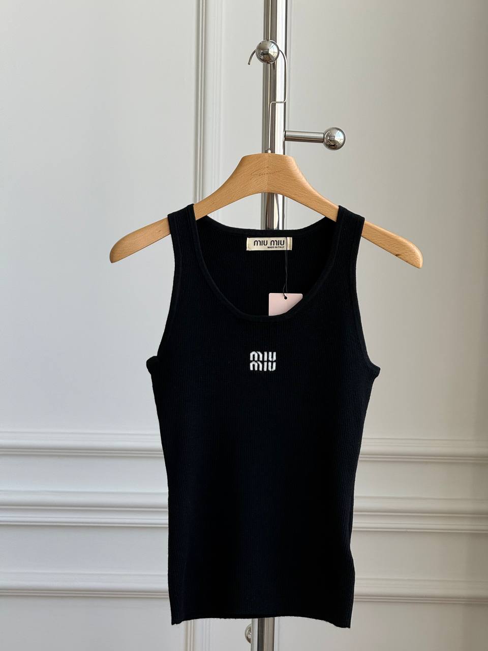 Miu Miu Logo Intarsia Ribbed Tank Top