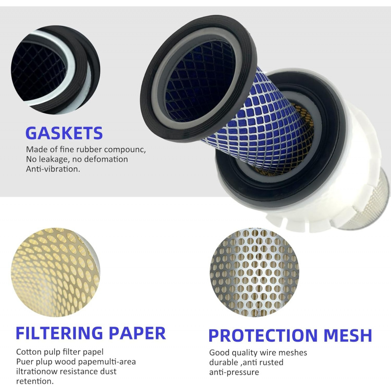 6598492 & 6598362 Outer Air Filter & Inner Filter Kit for Bobcat Loaders & Excavators 641 741 7753 843 1213 S130 T140 1600 325 B300