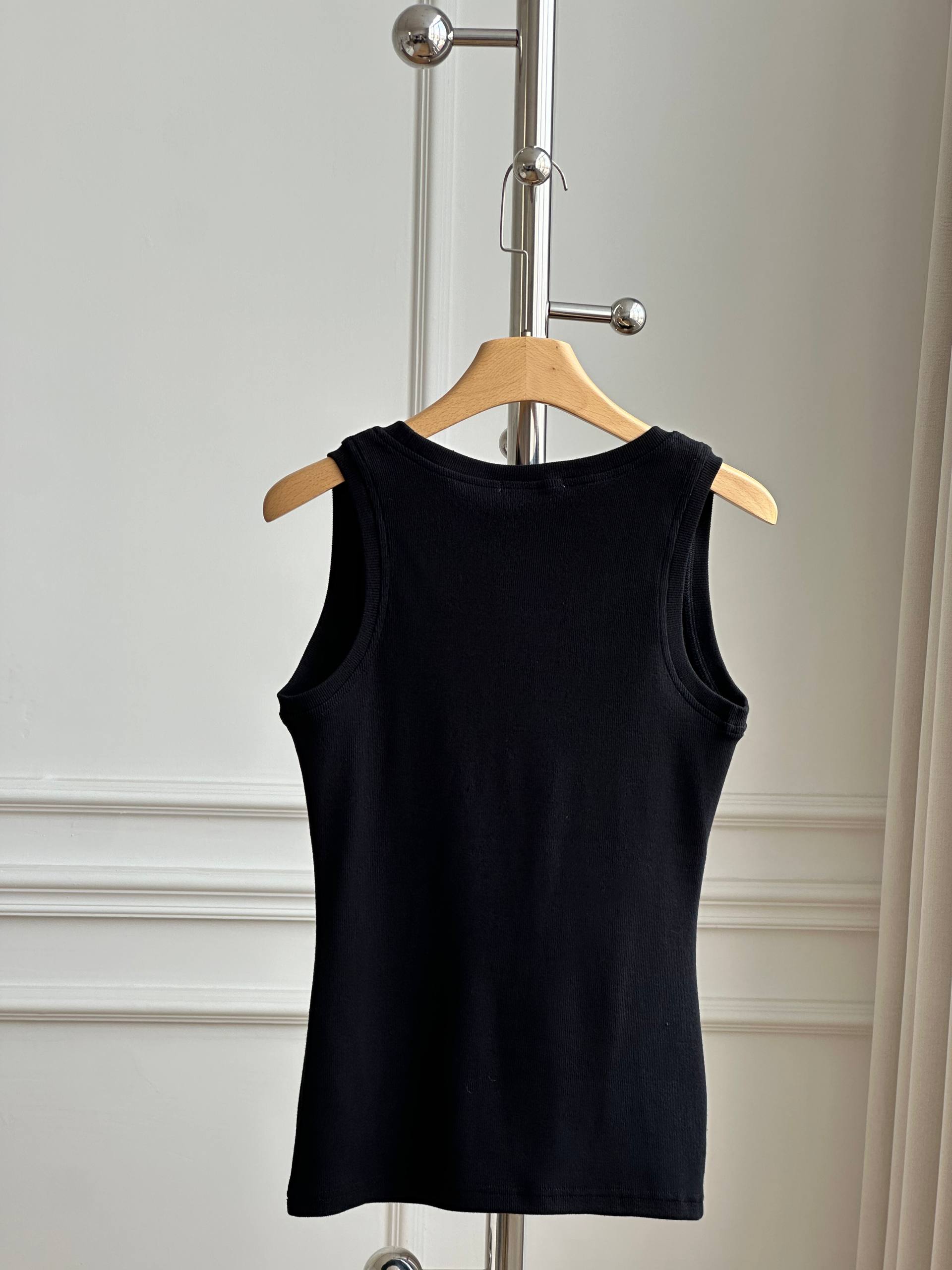 LOEWE Black Ribbed Embroidered Tank Top