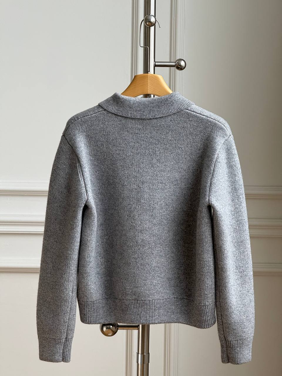 Miu Miu Logo-Embroidered Zip-Up Polo Collar Knit Cardigan