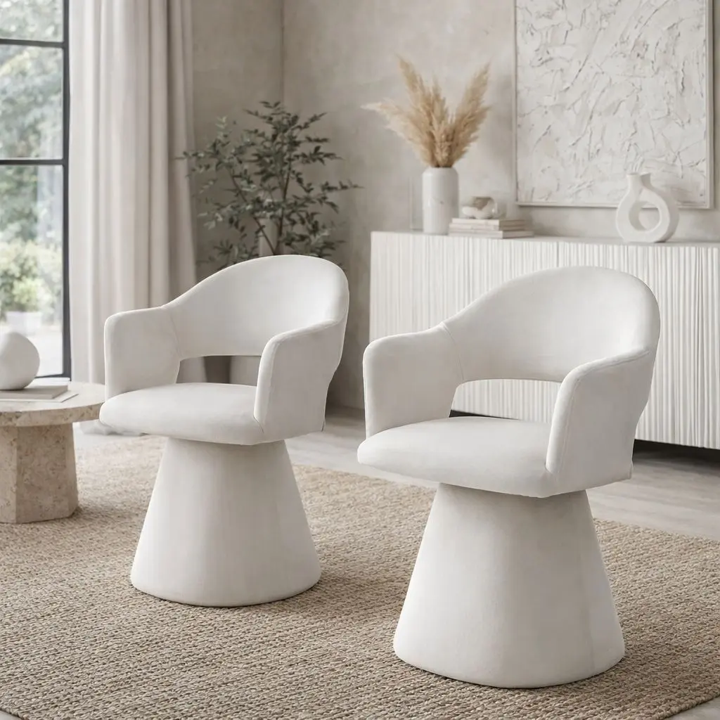 Chaise Pivotante de Salle à Manger avec Accoudoirs VALENTINA - 60 x 50 cm - Par lot de 2