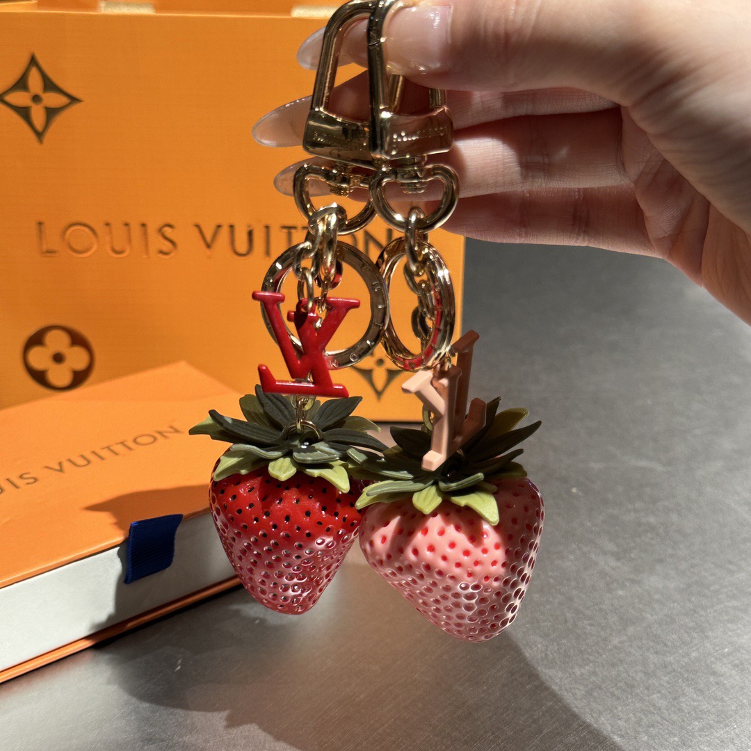 LV Strawberry Bag Charm Keychain