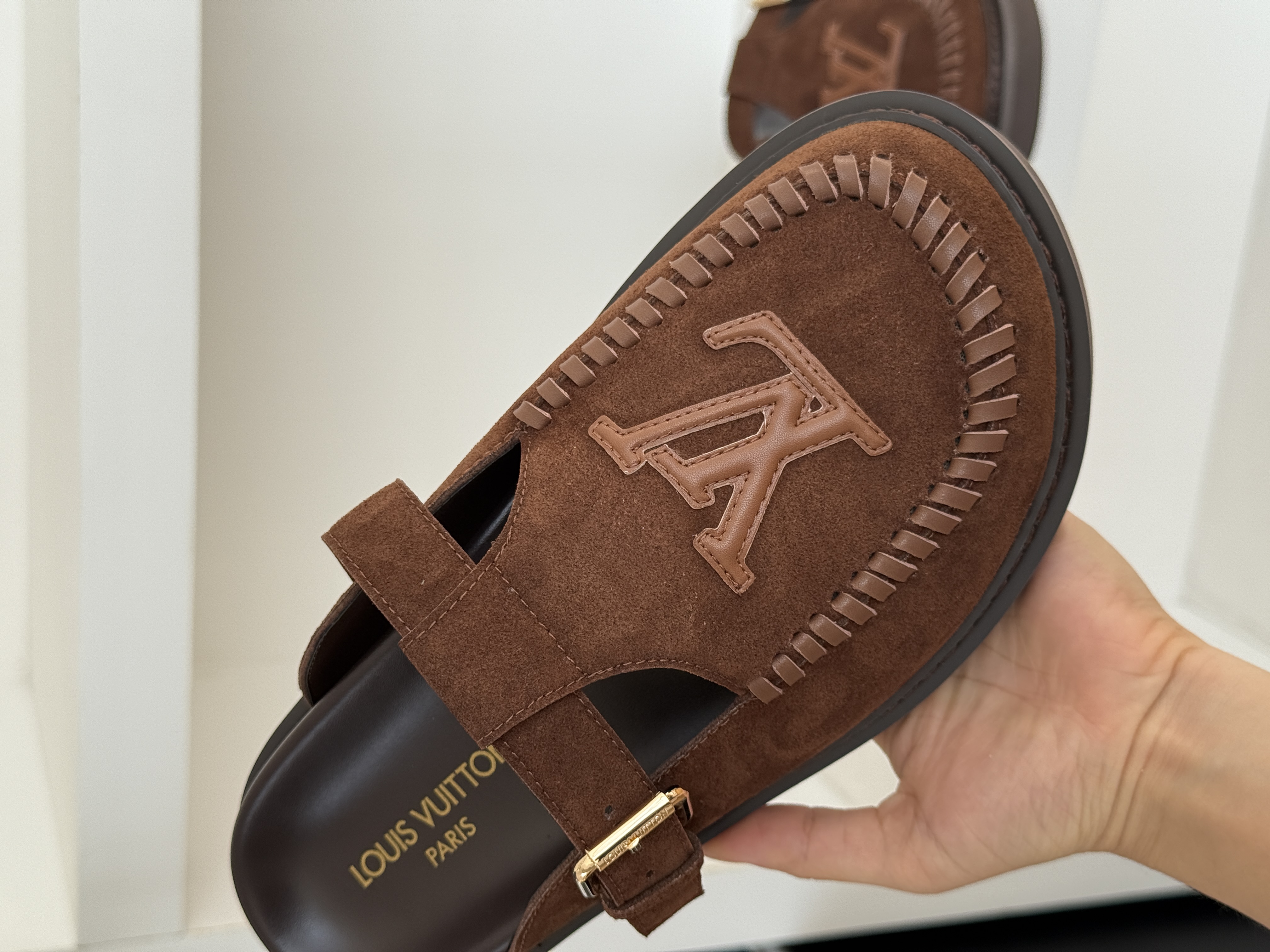 Louis Vuitton Brown Suede Mules