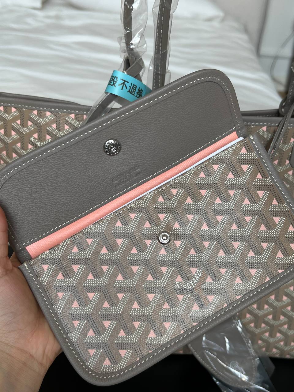 Goyard Grey Pink Print Saint Louis Medium Tote Bag