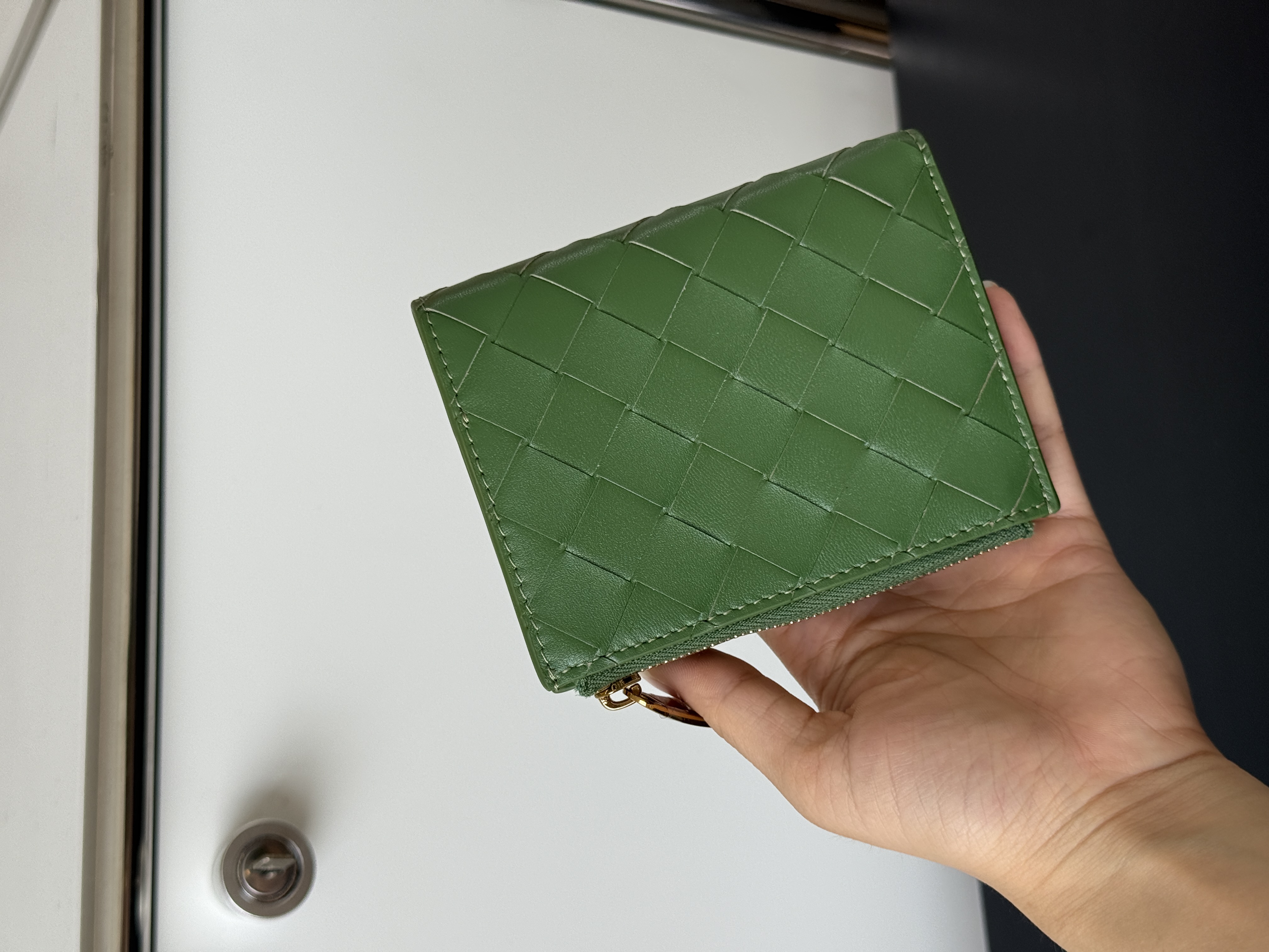Bottega Veneta Intreccio Compact Bi-Fold Wallet with Zip