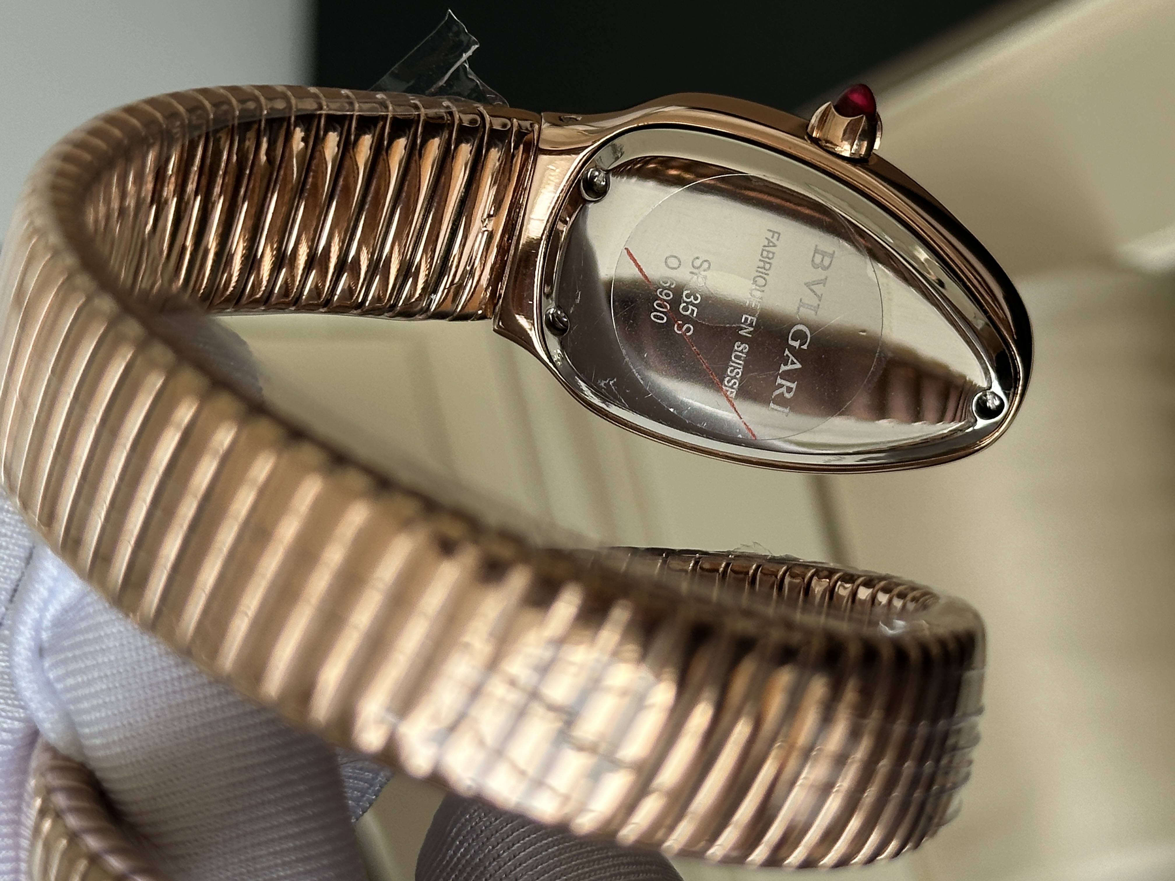 BVLGARI Serpenti Tubogas Rose Gold Diamond Snake Wrap Watch