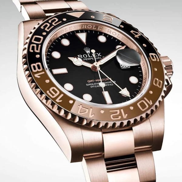 Rolex GMT-Master II 40mm Root Beer Black Dial Oyster Bracelet 18k Rose Gold Watch 126715chnr-0001【1:1 Replica】