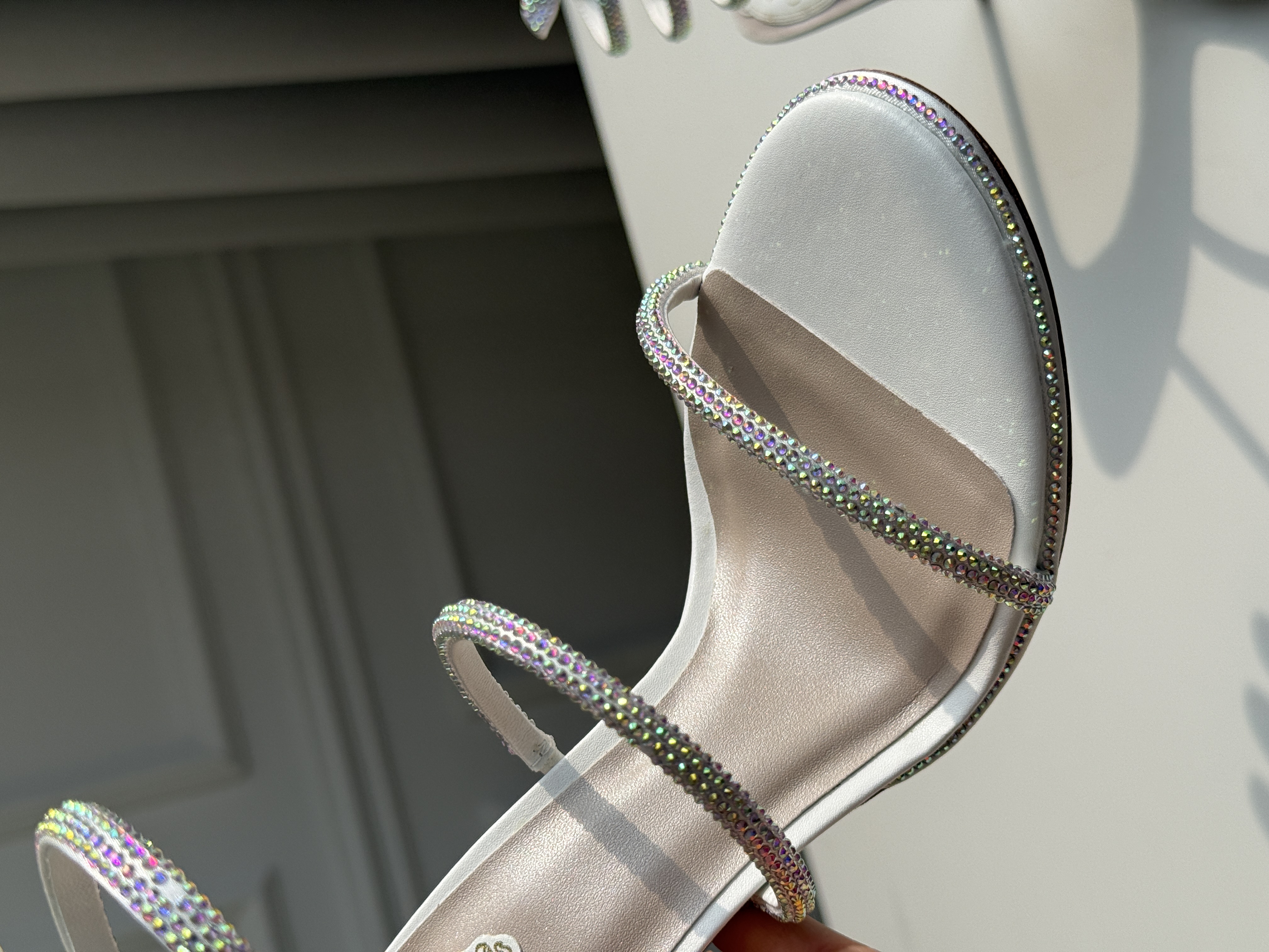 René Caovilla Cleo Crystal-Embellished Snake Wrap Sandals