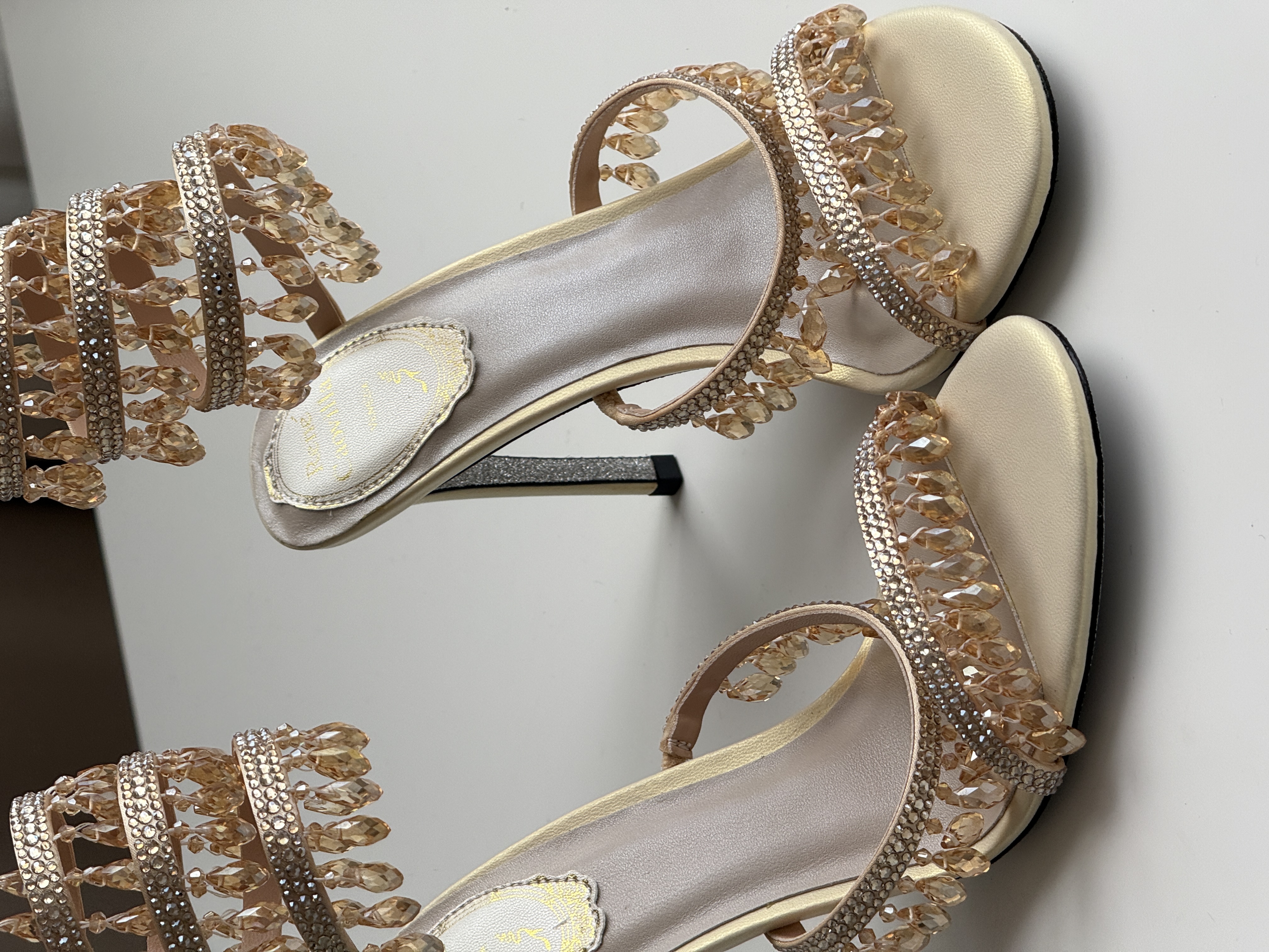 René Caovilla Chandelier Crystal Snake Sandals