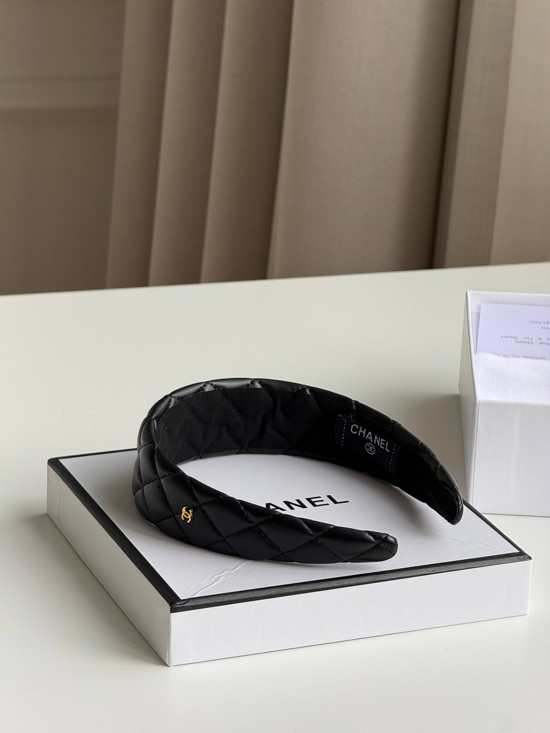 Chanel Quilted Lambskin CC Logo Headband