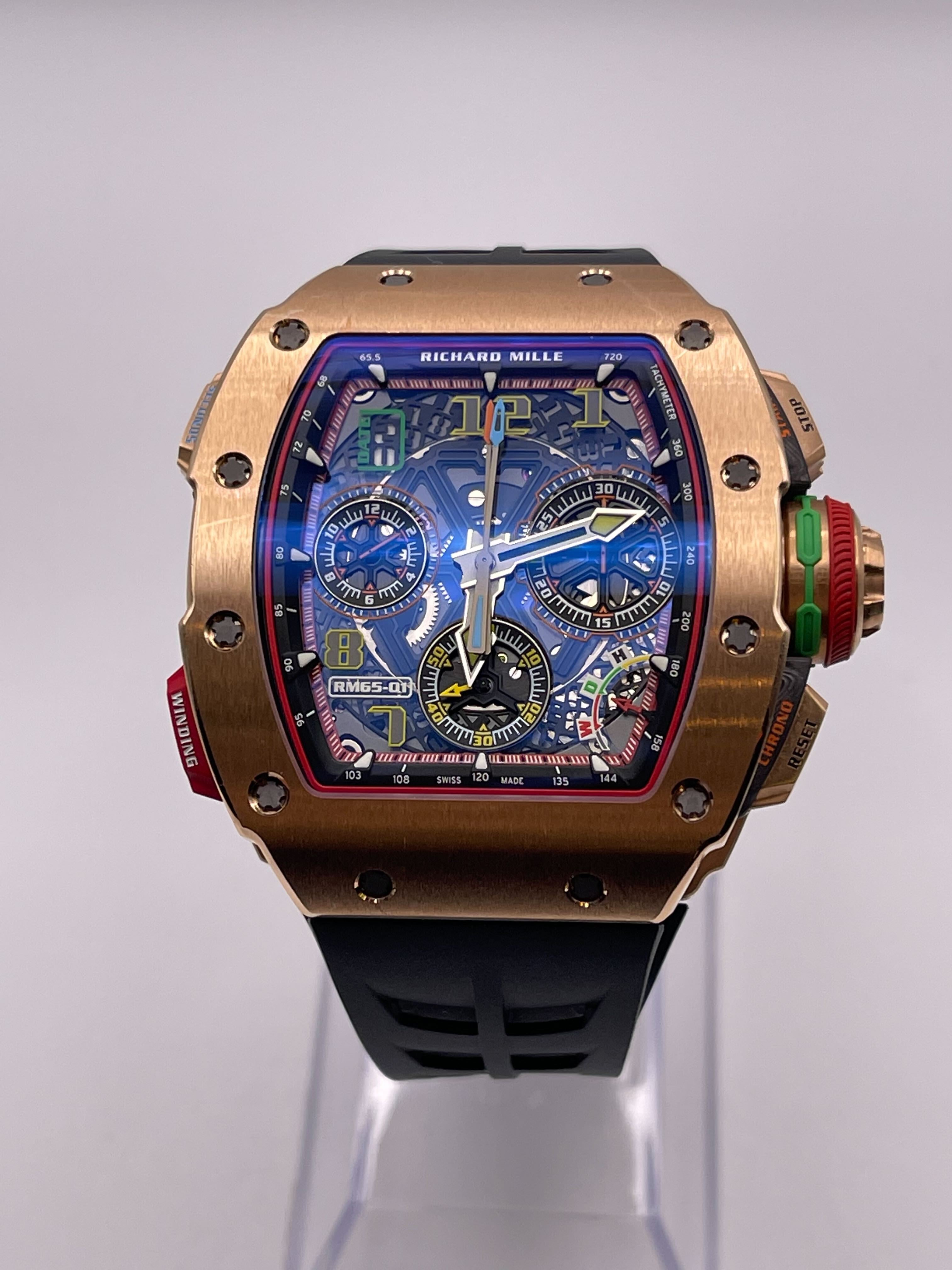 Richard Mille Automatic Winding Chronograph Full Rose Gold RM65-01【1:1 Replica】
