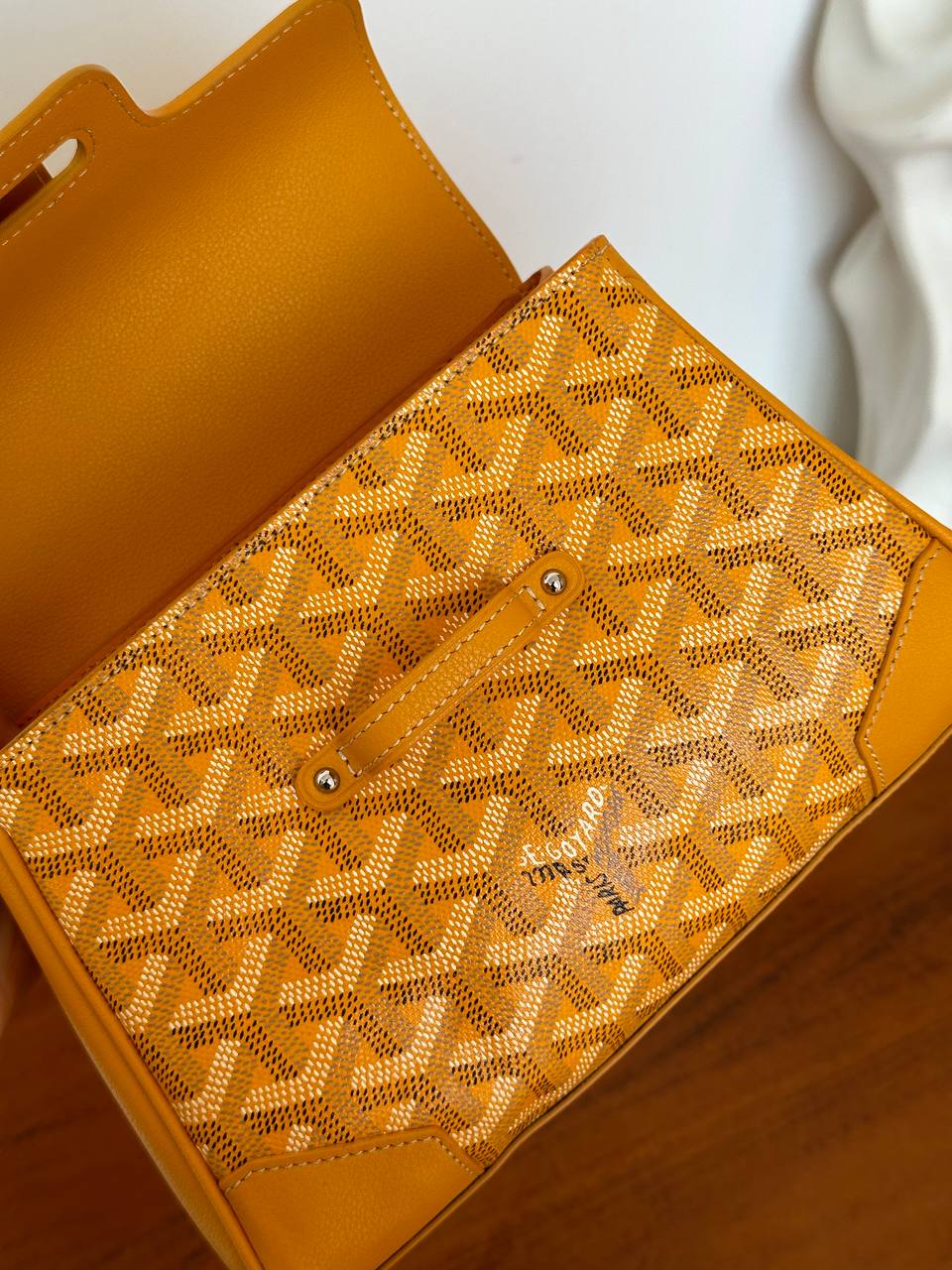 Goyard Yellow Goyardine Canvas Leather Mini Saigon Top Handle Bag