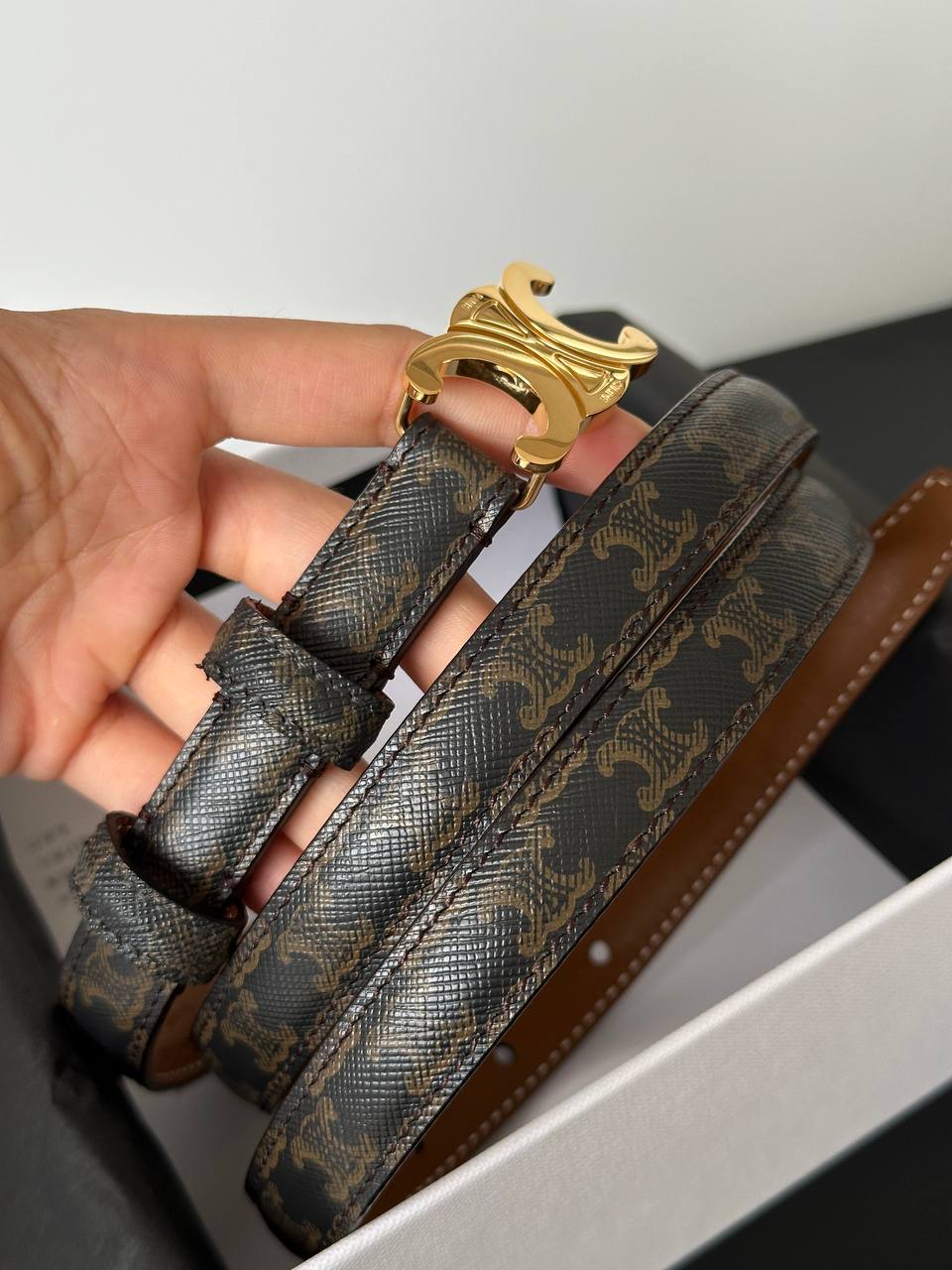 CELINE Triomphe Belt in Triomphe Canvas