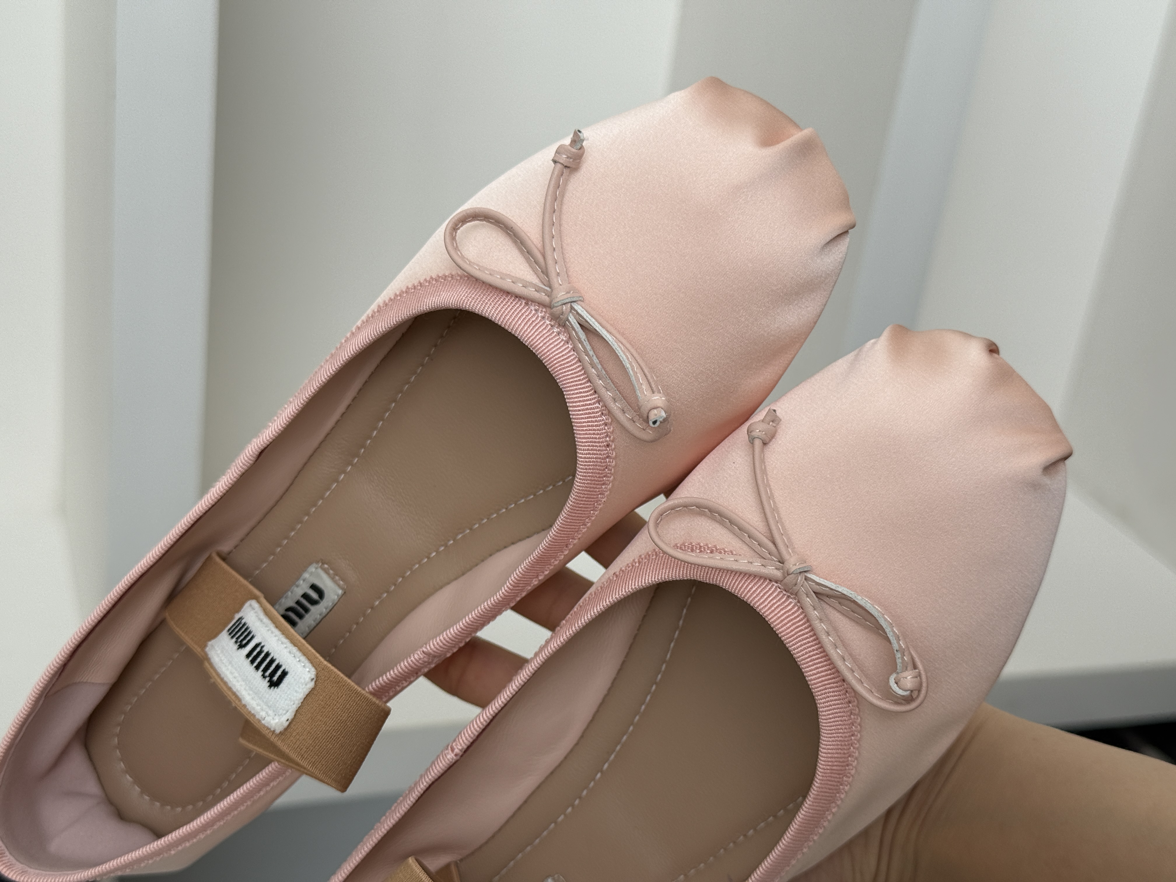 Miu Miu Pink Satin Ballet Shoes