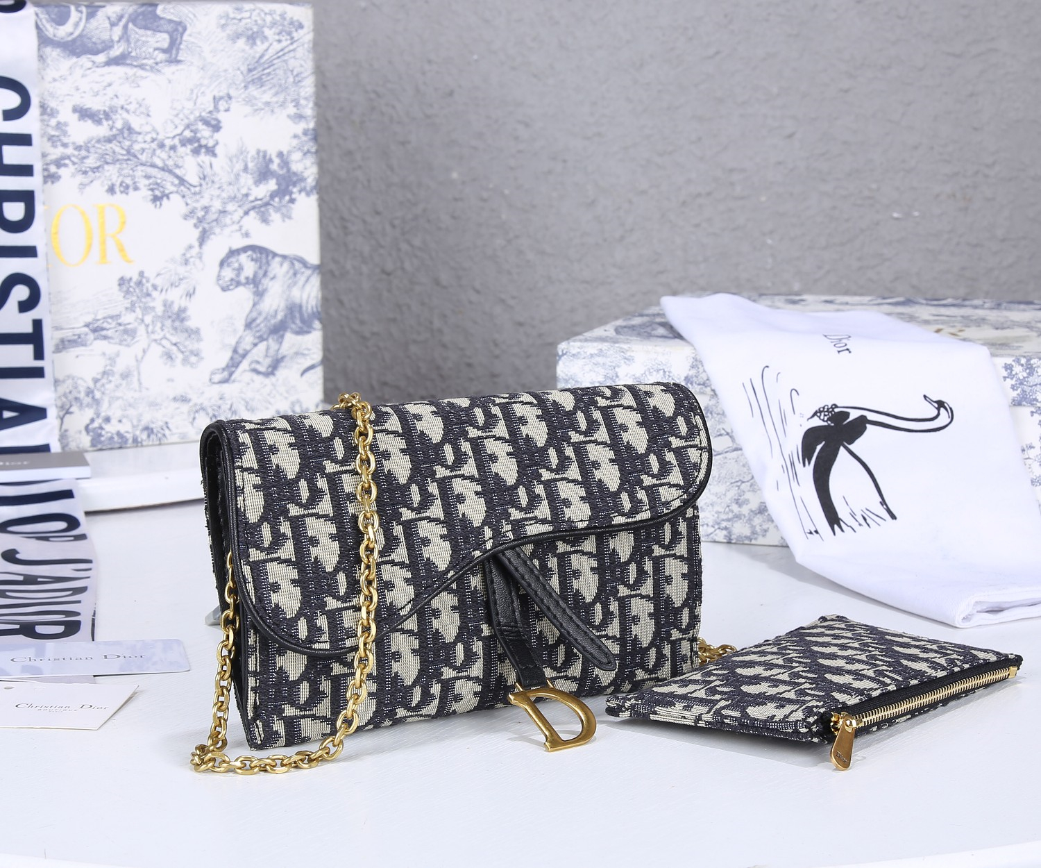 Dior SADDLE Bag Blue Dior Oblique Jacquard