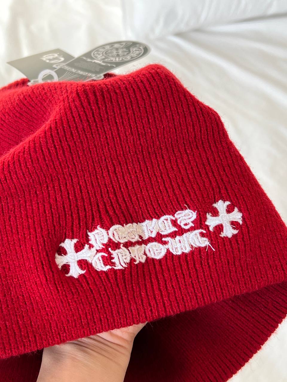 Chrome Hearts Black Gothic Cross Embroidery Cuff Knit Beanie