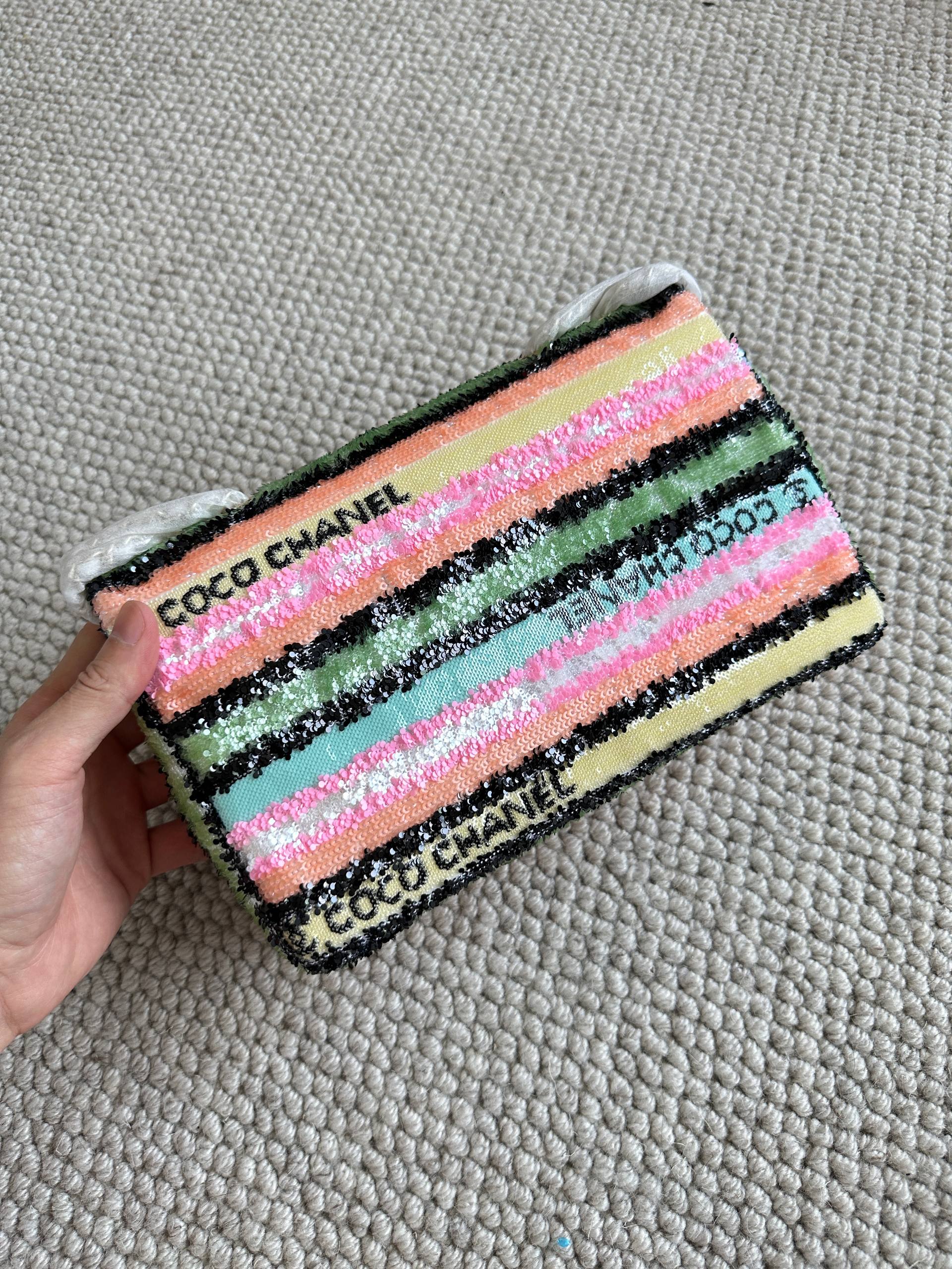 Chanel Multicolor Stripe Sequin WOC Wallet On Chain