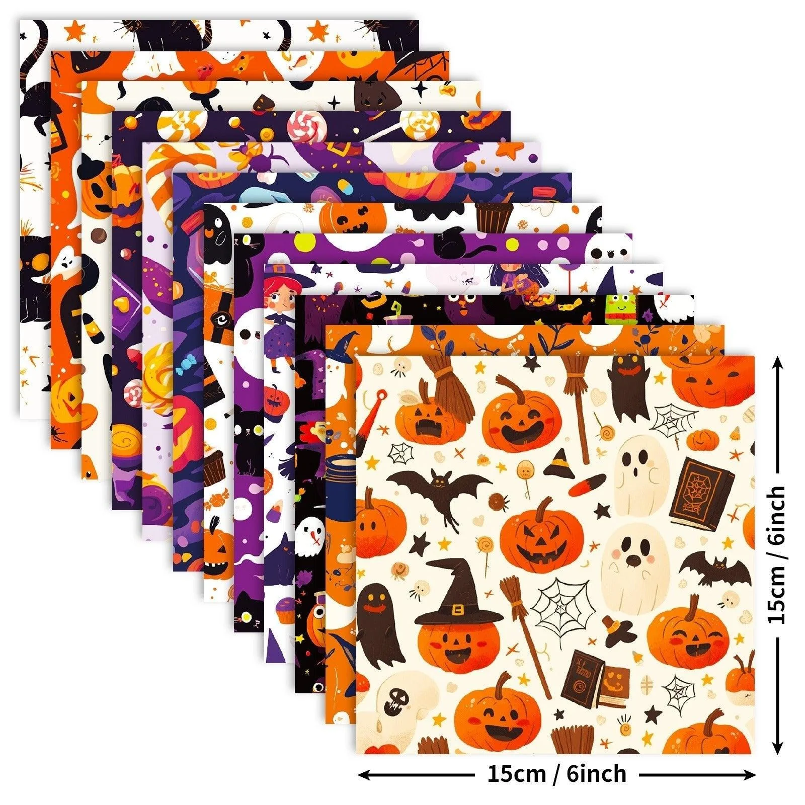 2101 12 Halloween Material Paper Pumpkin Spooky Bat Handbook