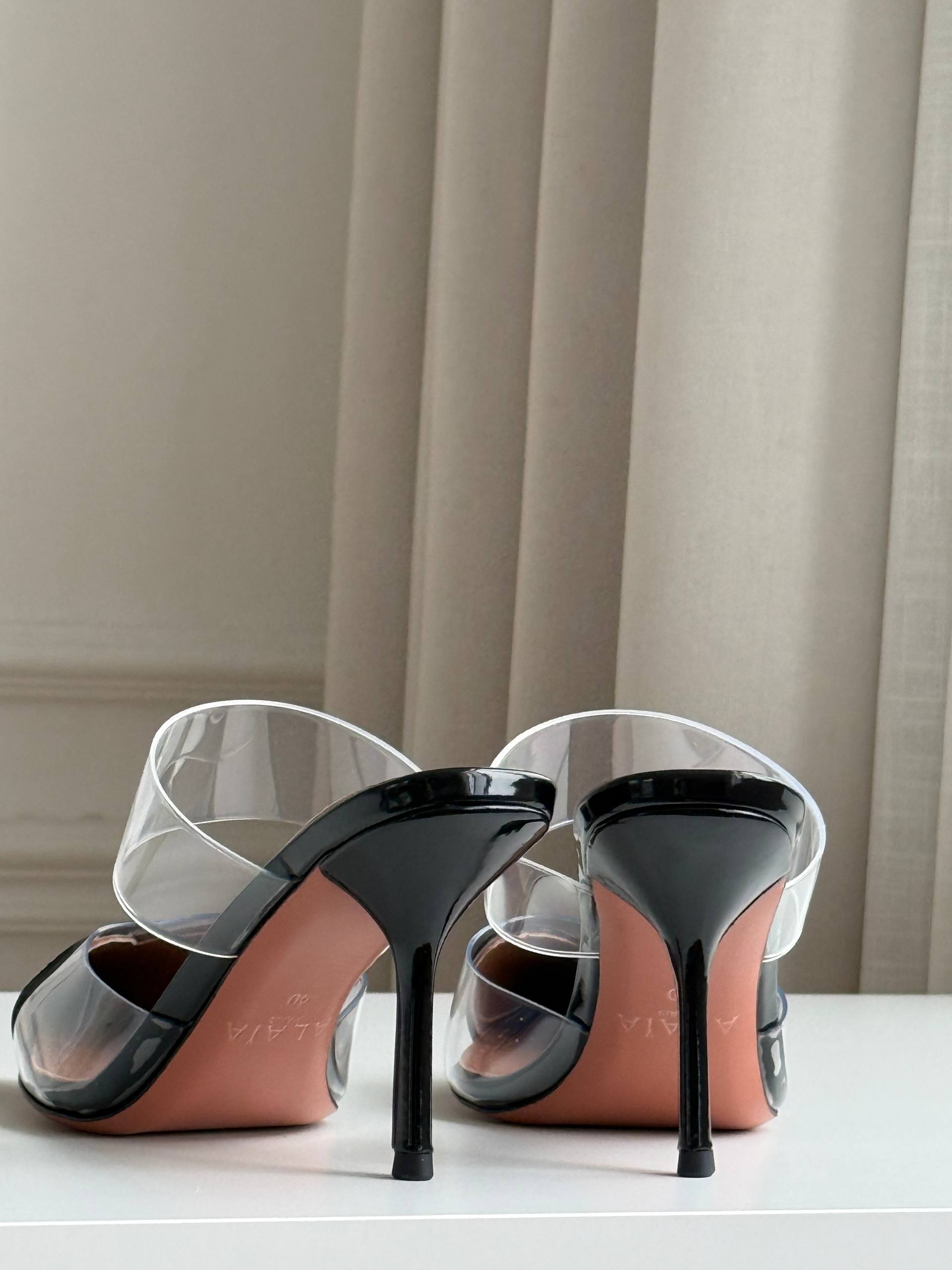 ALAÏA Coeur PVC & Patent Leather Pointed-Toe Mules