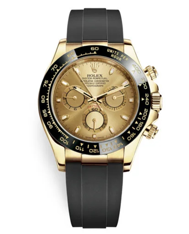 Rolex Cosmograph Daytona 116518LN Champagne Dial Oysterflex Yellow Gold Mens Watch【1:1 Replica】