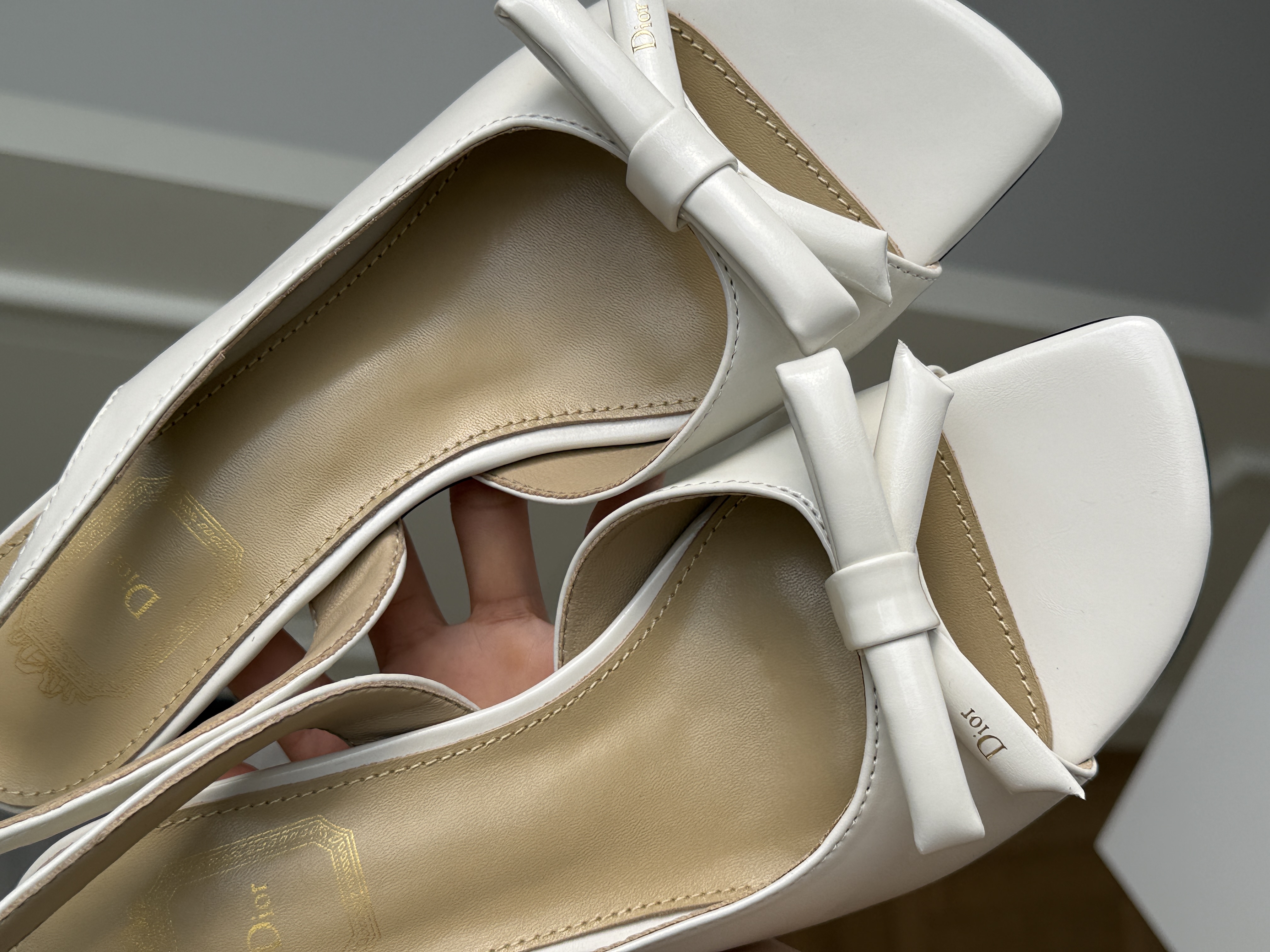 Bow Detail Square-Toe Kitten-Heel Slingback Sandals
