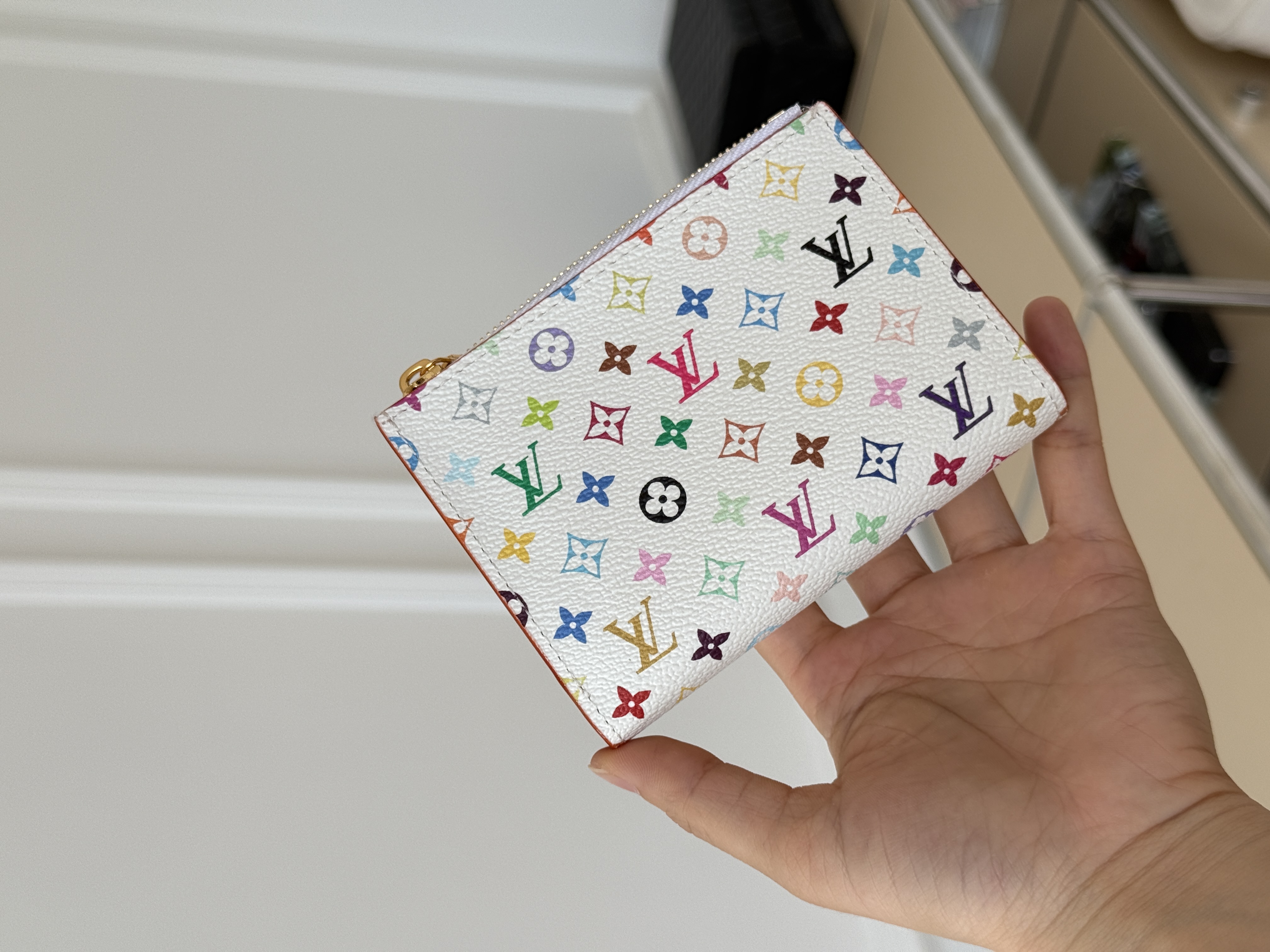 LV × Takashi Murakami White Multicolore Lisa Wallet