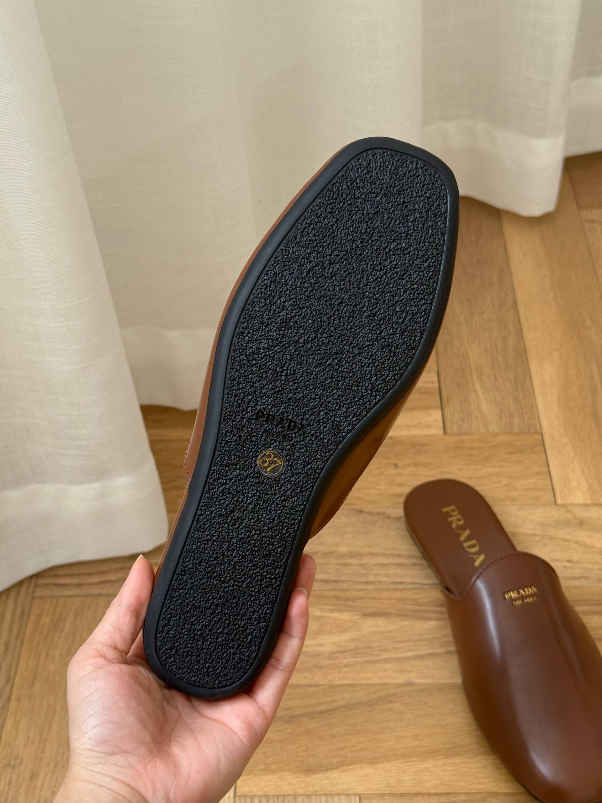 Prada Brushed Leather Mules