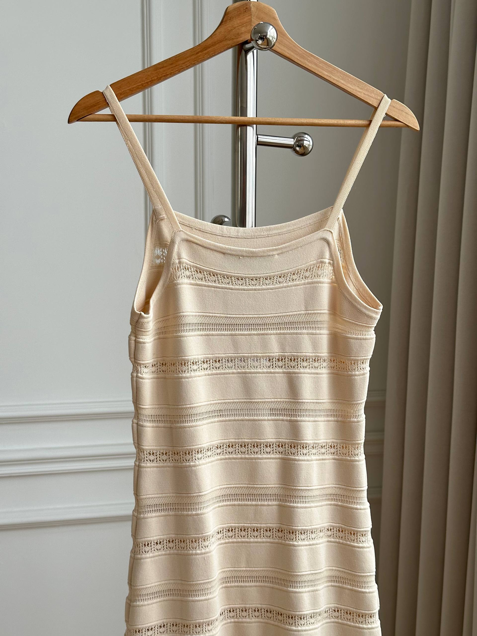 Cutout Striped Knit Spaghetti Strap Mermaid Maxi Dress