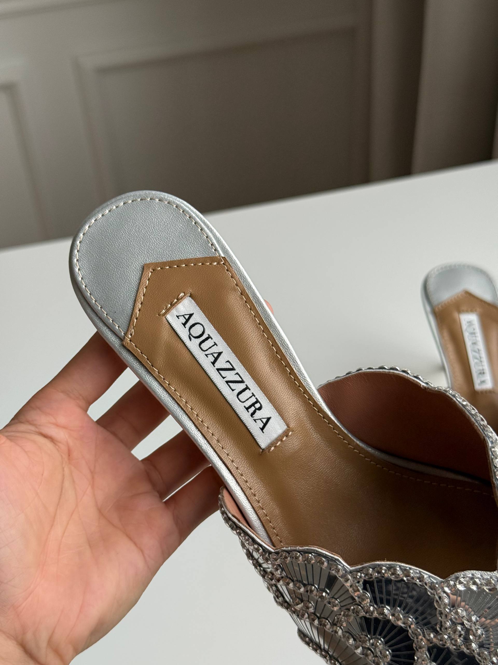 Aquazzura Lace-Embroidered Open-Toe Heeled Mules