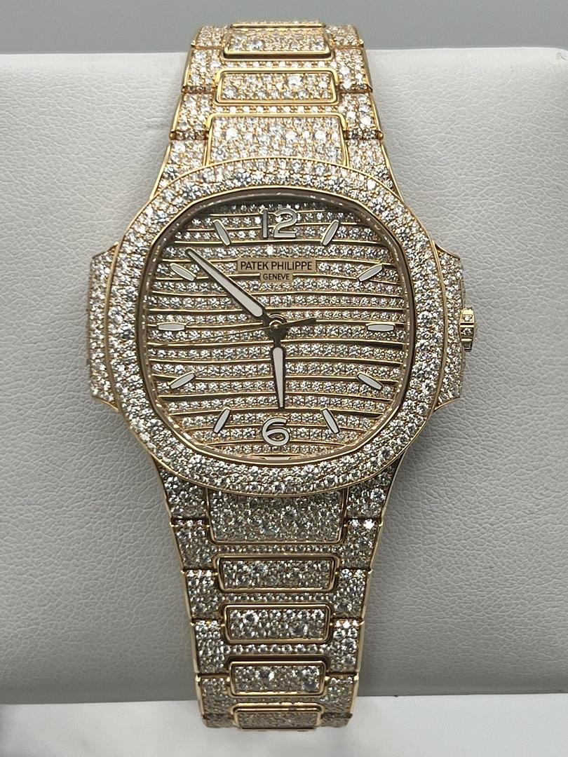 Patek Philippe Nautilus Rose Gold Iced Out Diamond Set 7118/1450R-001【1:1 Replica】