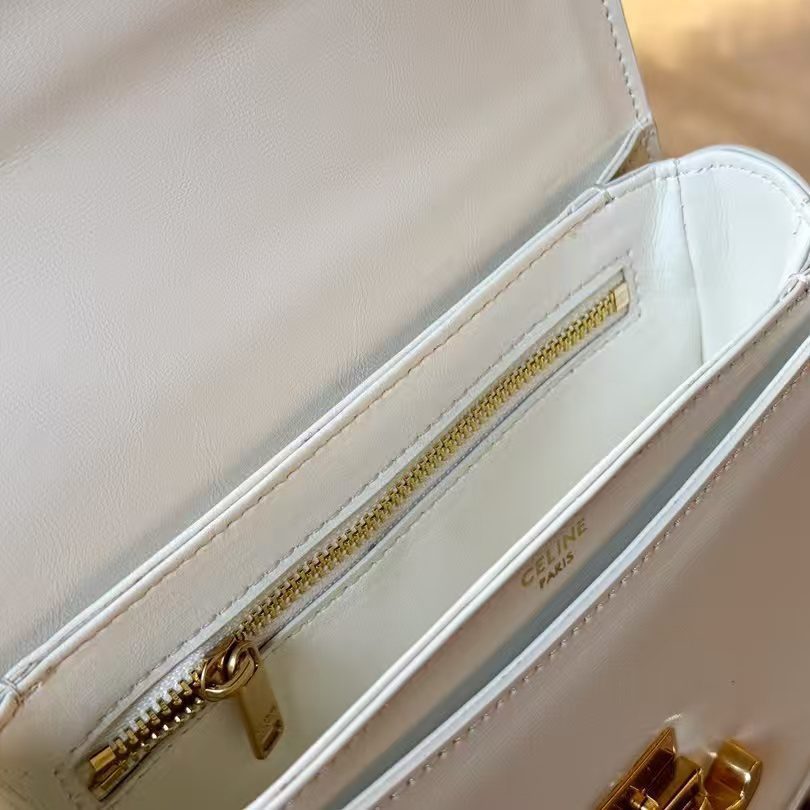 TEEN TRIOMPHE BAG IN SHINY CALFSKIN WHITE 19X16CM