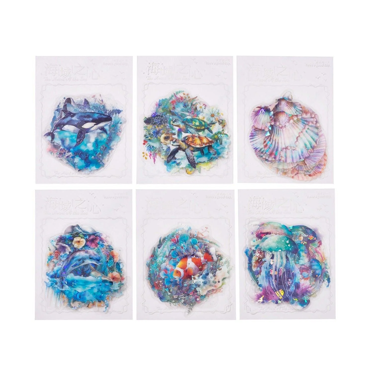 1026 Shell Light Stickers Sea Heart Series
