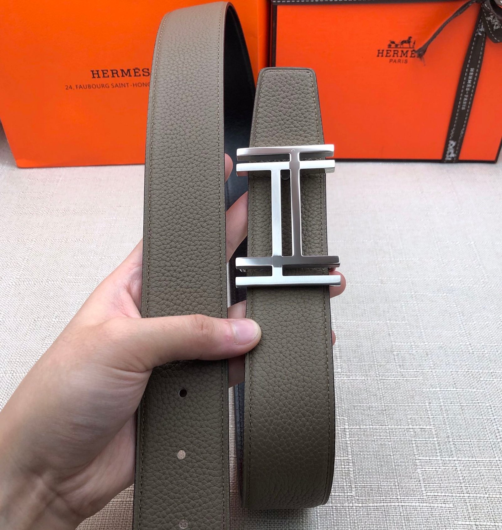 Hermes H Belt Buckle & Reversible Brown For Women, Women Belt 380MM