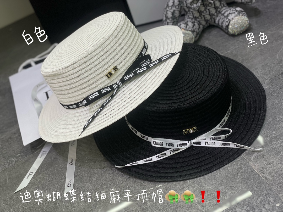 DIOR Flat-Brimmed Straw Hat