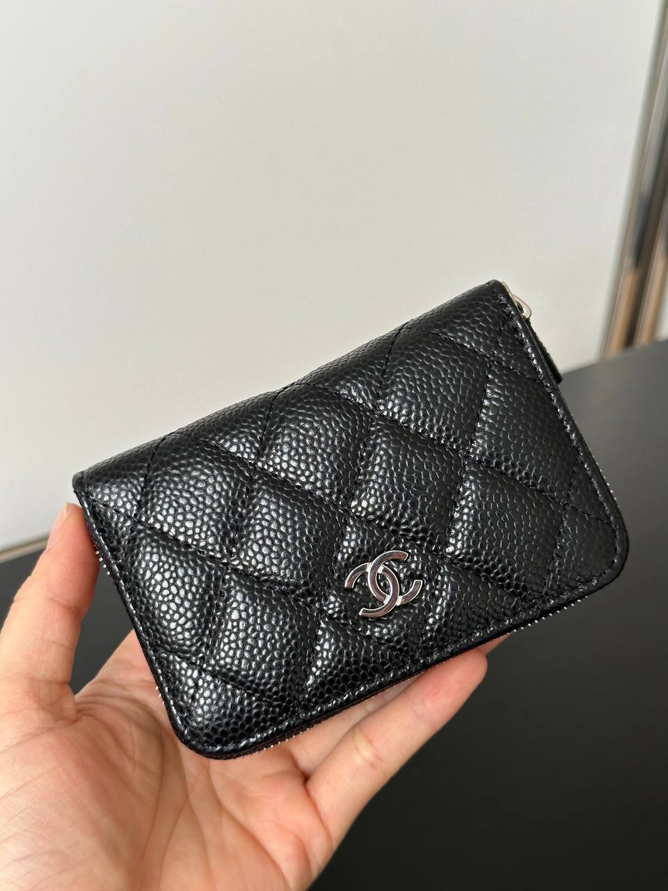 Chanel Quilted Caviar Leather Zip Coin Purse
