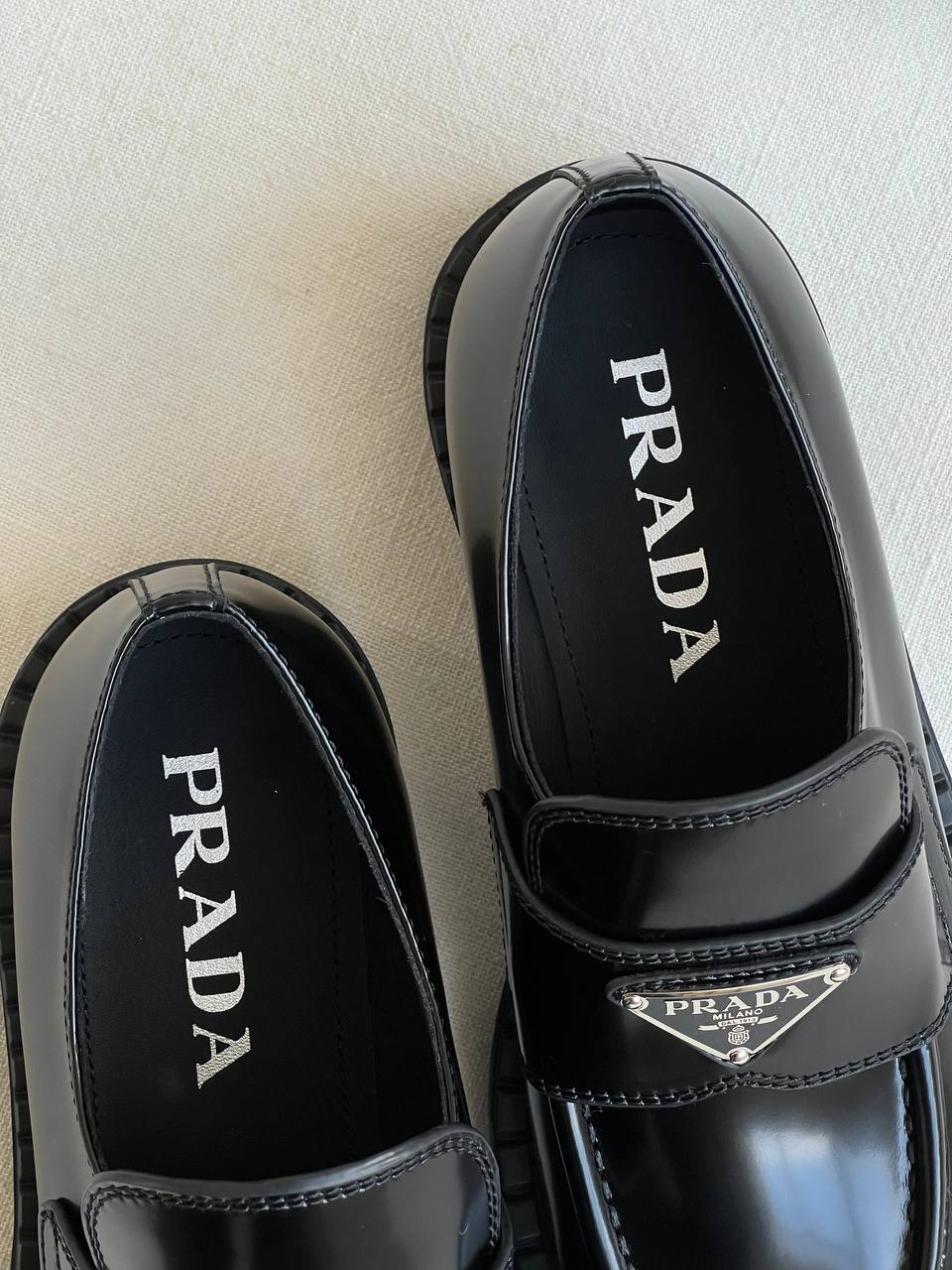 Prada Chocolate Brushed Leather Loafers