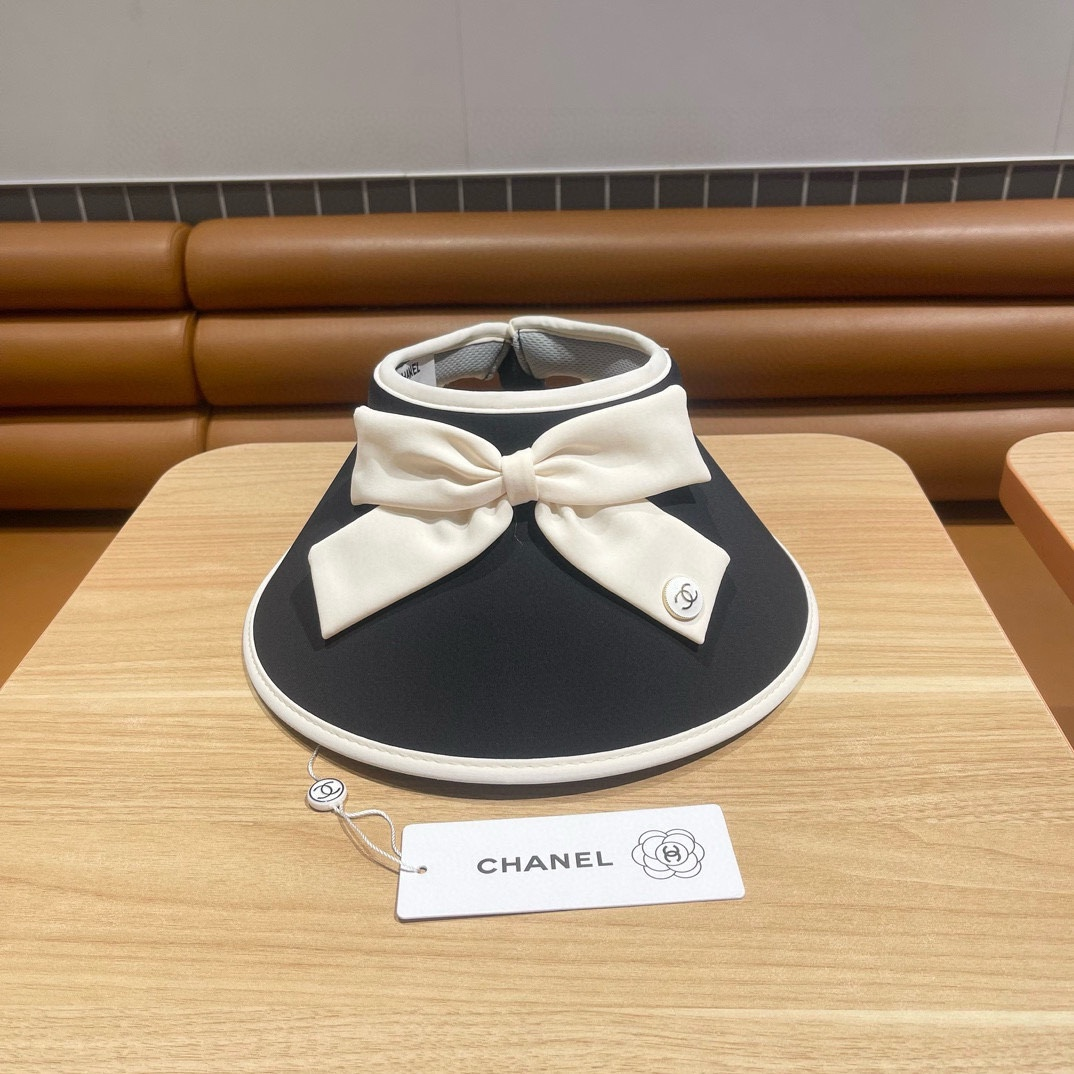 Chanel UV Outdoor Riding Sun Hat With Empty Top And Large Brim Sunhat