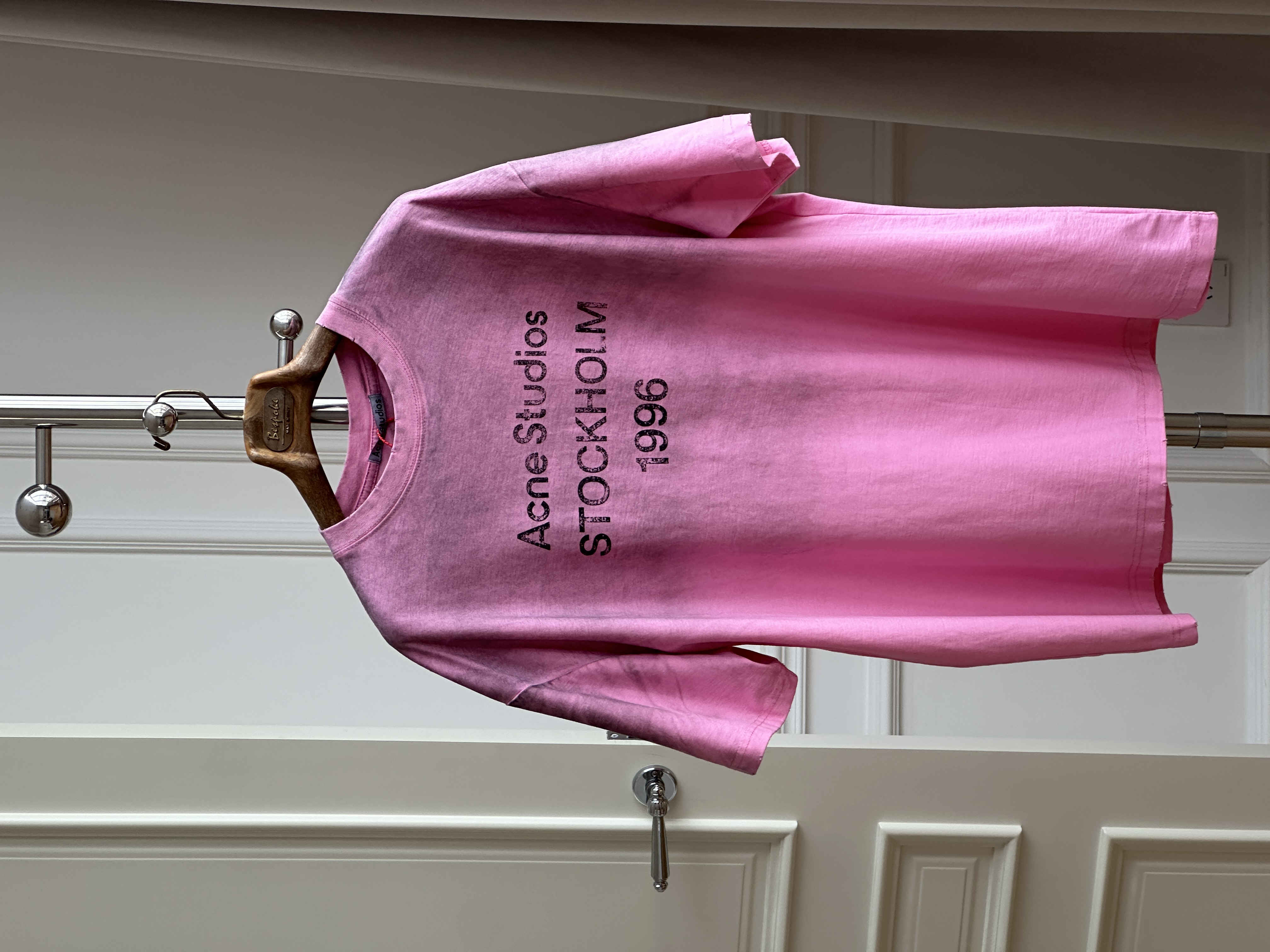 Acne Studios Gradient Pink Washed 1996 Logo Oversized Tee