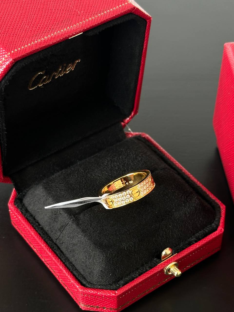 Cartier LOVE Ring, Paved Diamonds, Yellow Gold