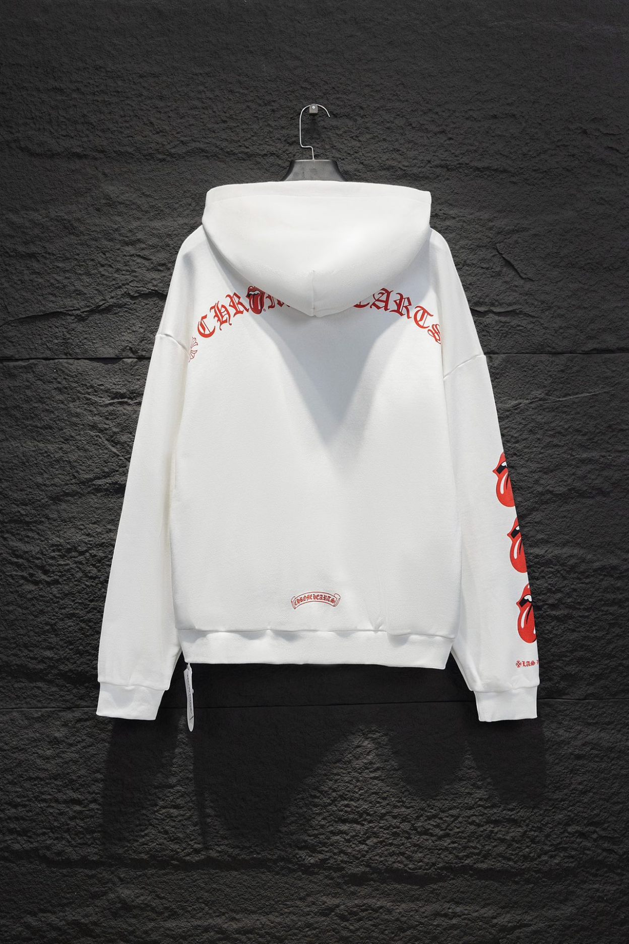 Chrome Heart red tongue Zipper Hoodie White Color
