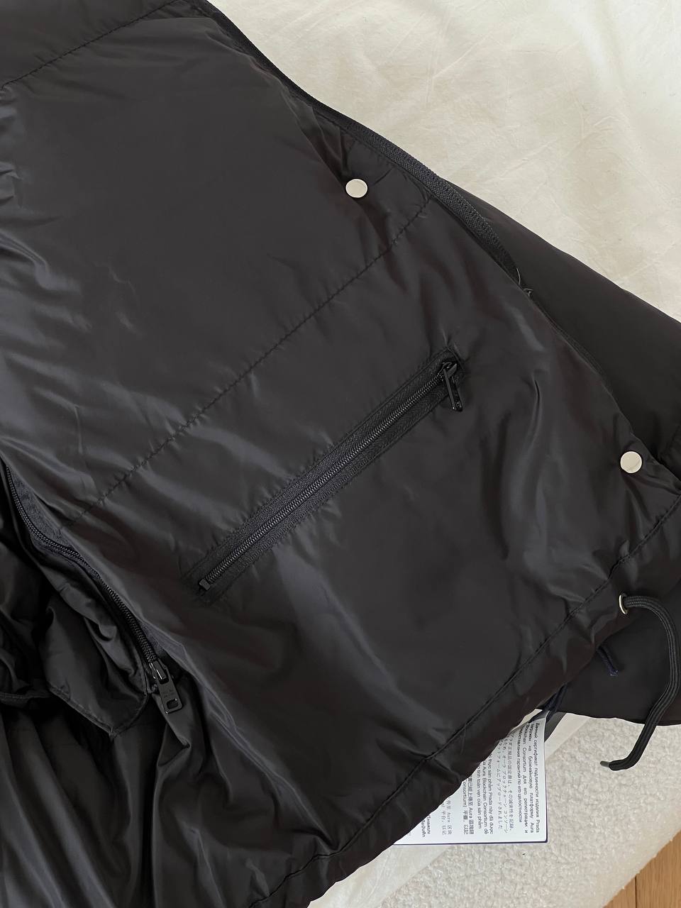 Prada Black Triangle Logo Stand Collar Cropped Nylon Down Jacket