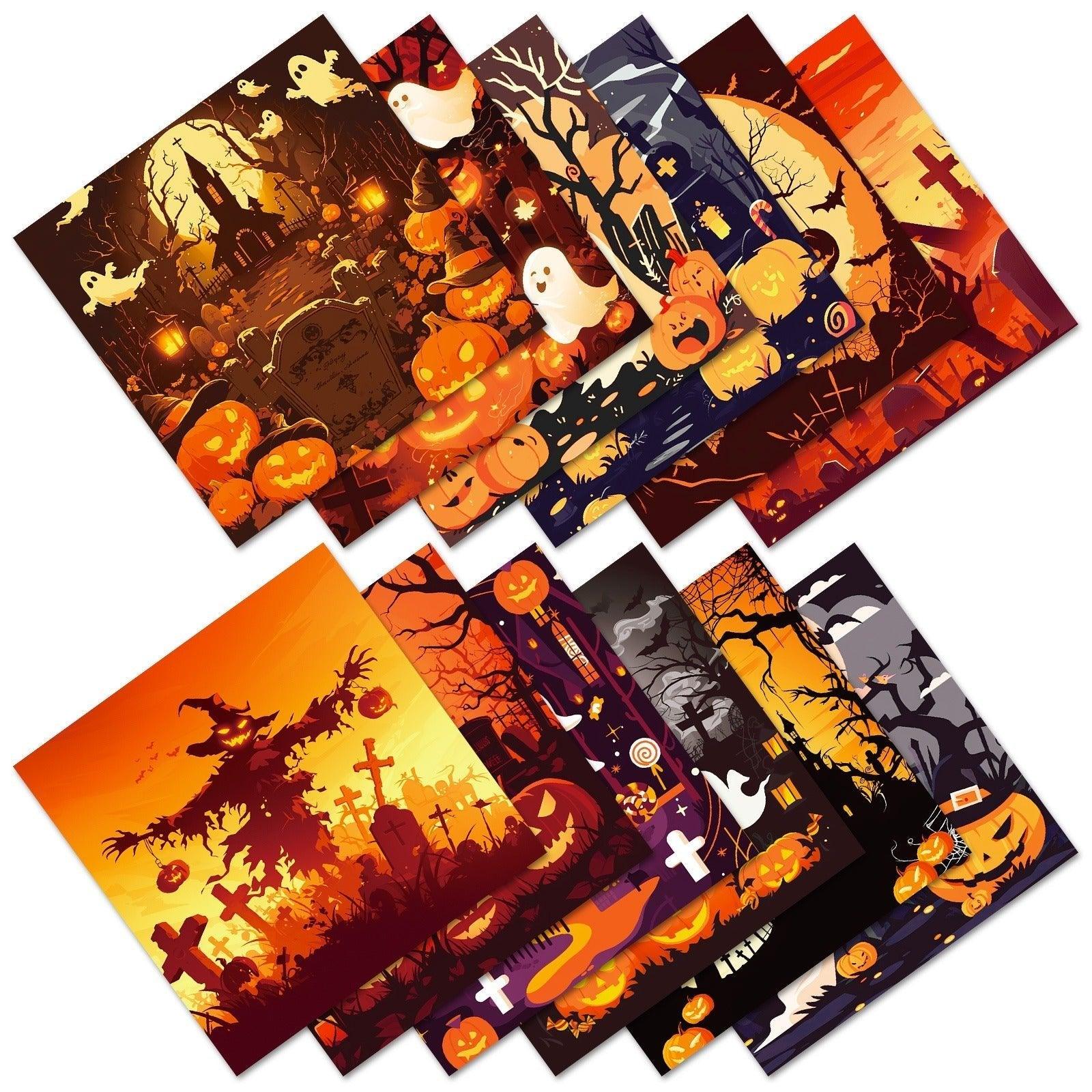 2115 12 Halloween Material Paper Handbook Collage Pumpkin Spooky